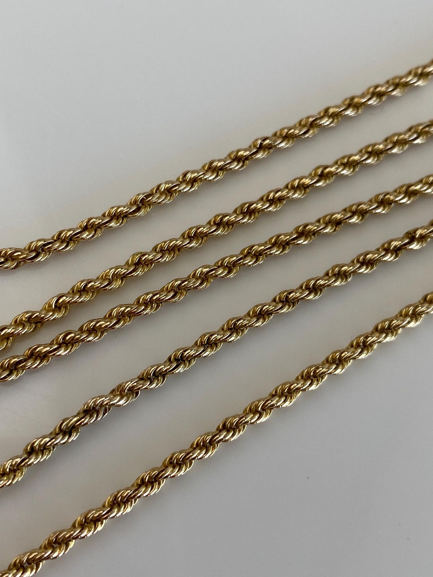 Vintage Solid 14k Yellow Gold Rope Chain Necklace - 16.25 inches