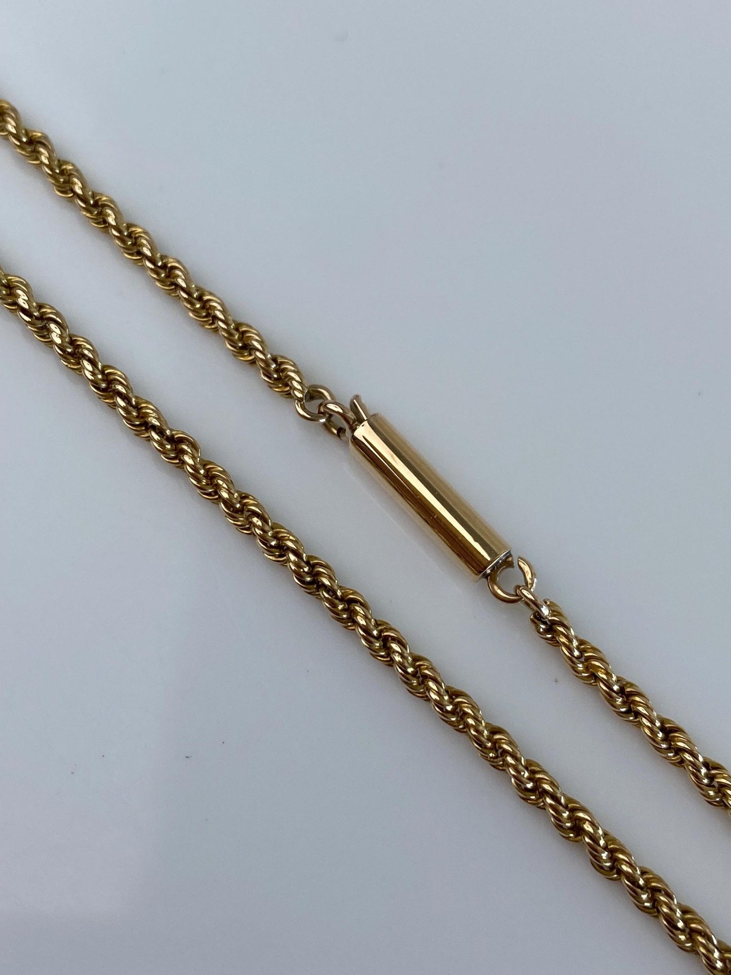 Vintage Solid 14k Yellow Gold Rope Chain Necklace - 16.25 inches