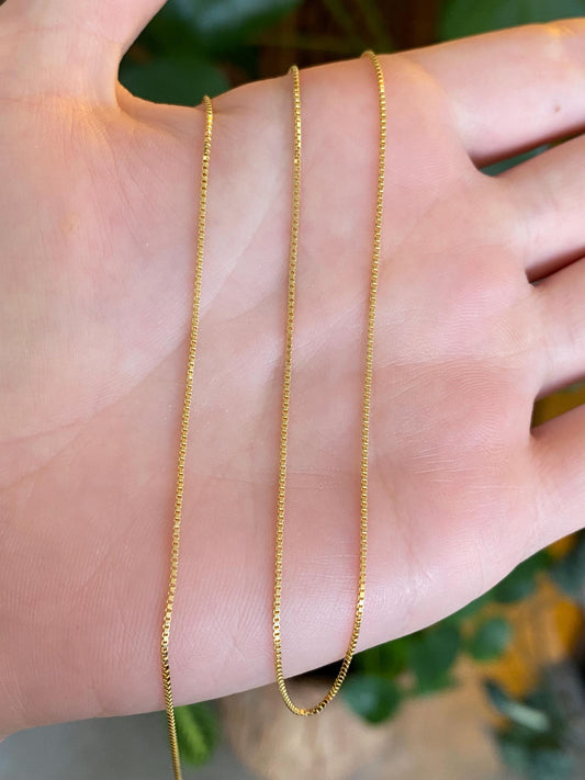 Vintage Solid 18k Yellow Gold Box Chain Necklace - 17.75 inches