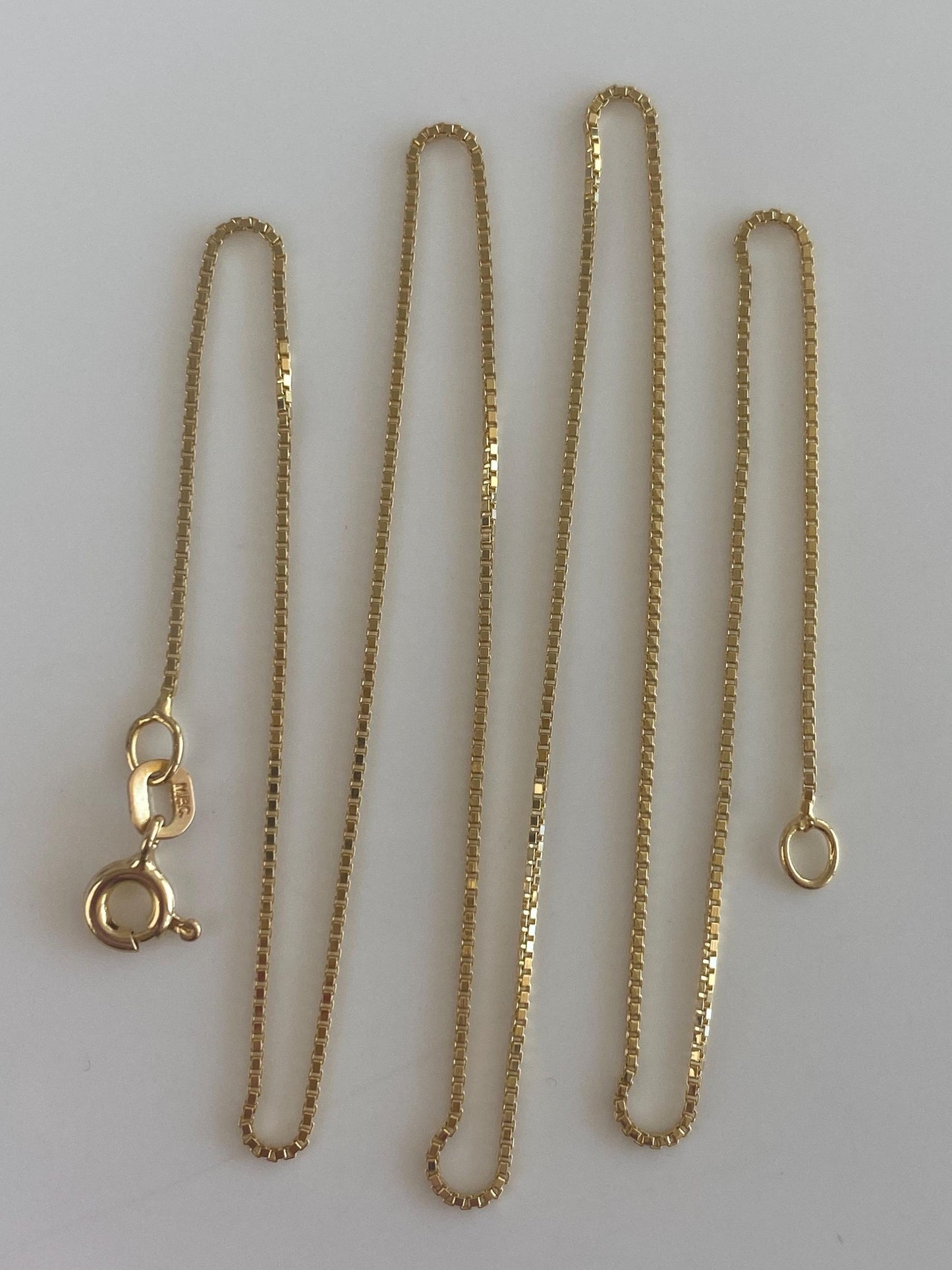 Vintage Solid 18k Yellow Gold Box Chain Necklace - 17.75 inches