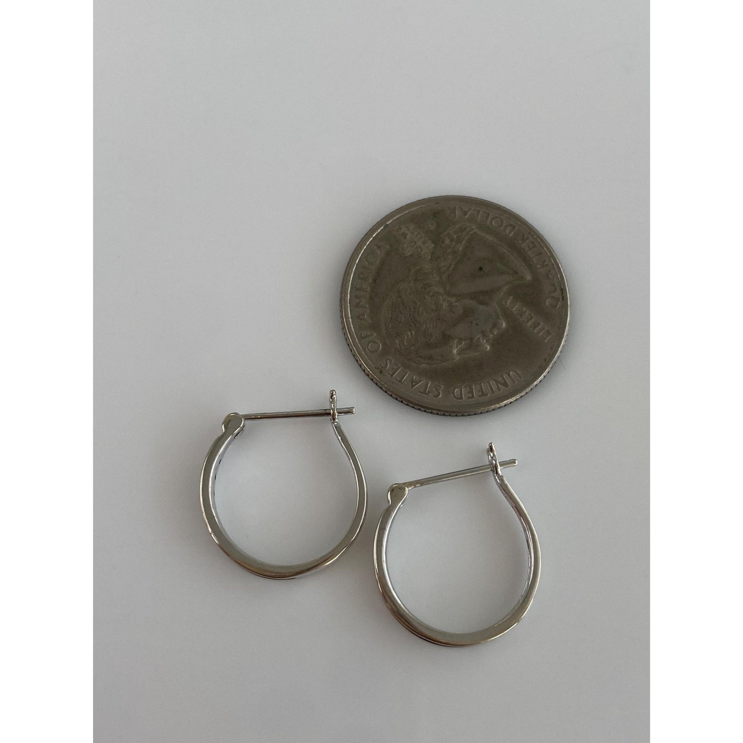 Vintage Solid 10k White Gold Clear Sapphire Hoop Earrings