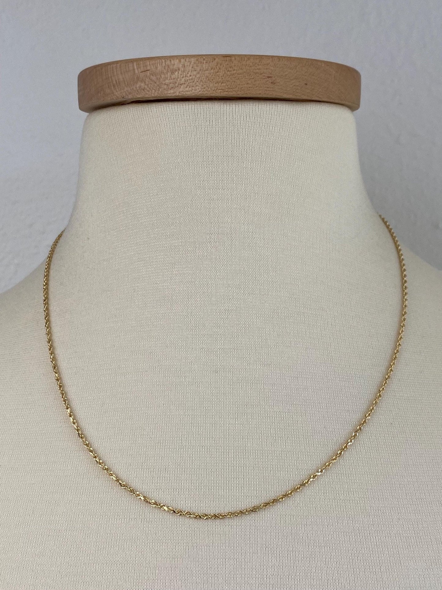 Vintage Solid 14k Yellow Gold Rope Chain Necklace - 20 inches