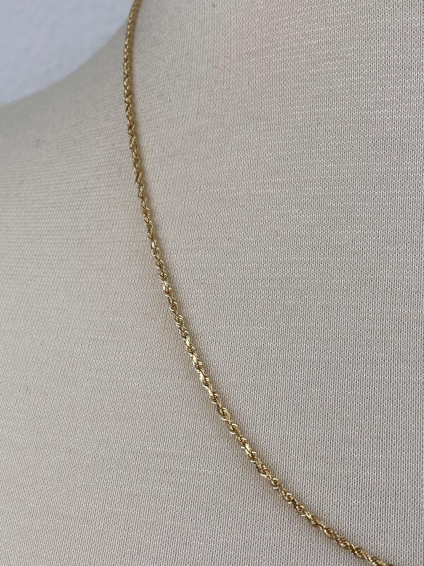 Vintage Solid 14k Yellow Gold Rope Chain Necklace - 20 inches