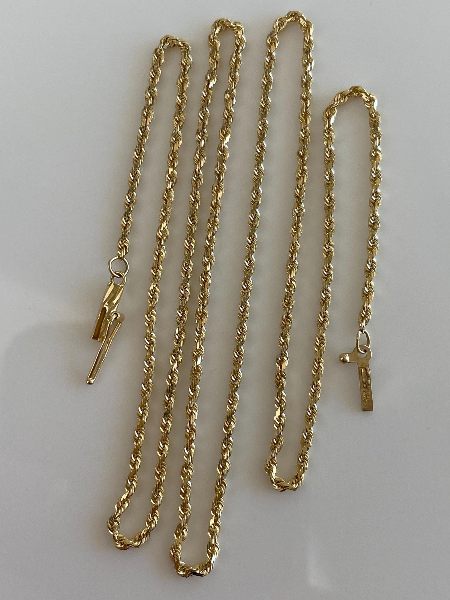 Vintage Solid 14k Yellow Gold Rope Chain Necklace - 20 inches
