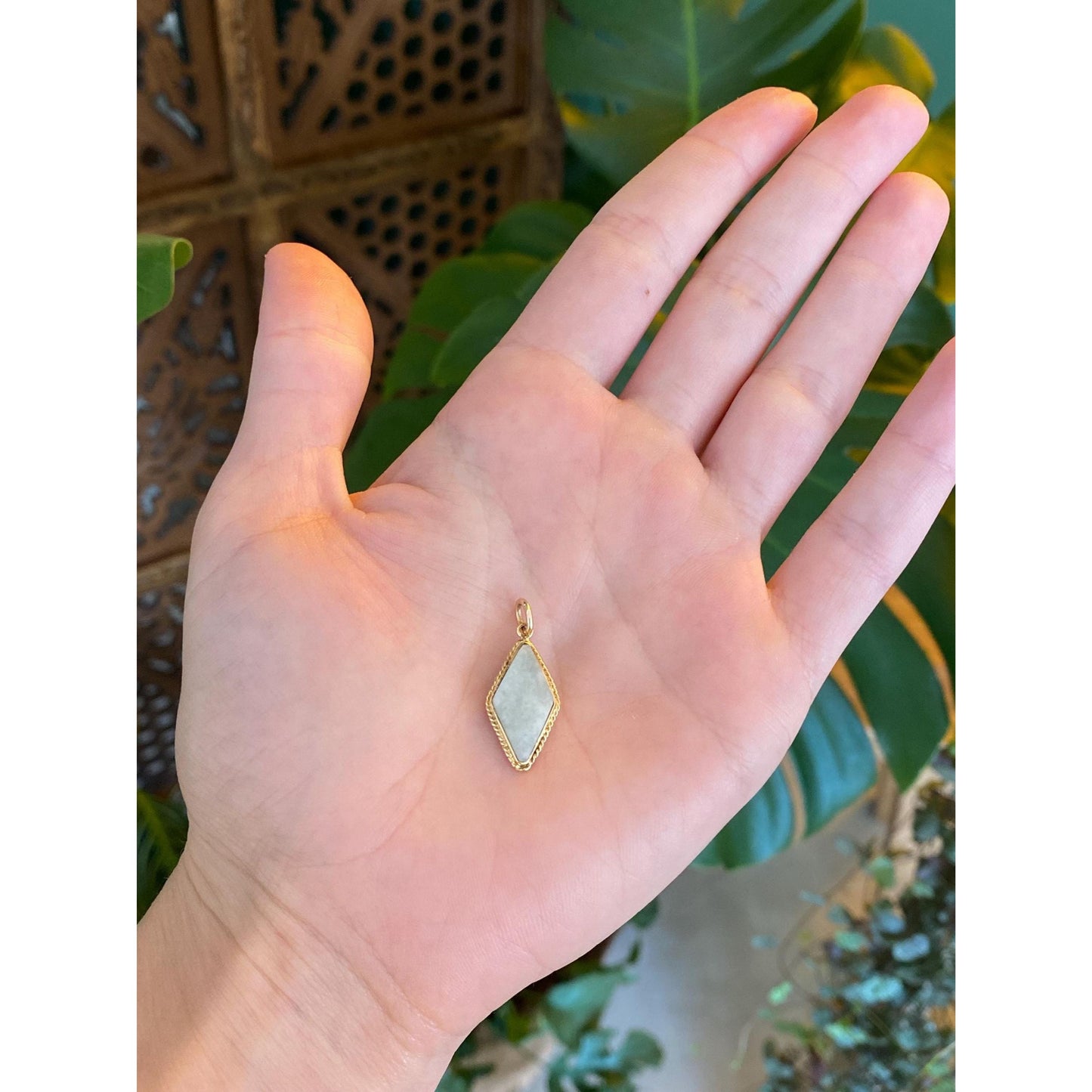 Solid 14k Yellow Gold Quartz Charm