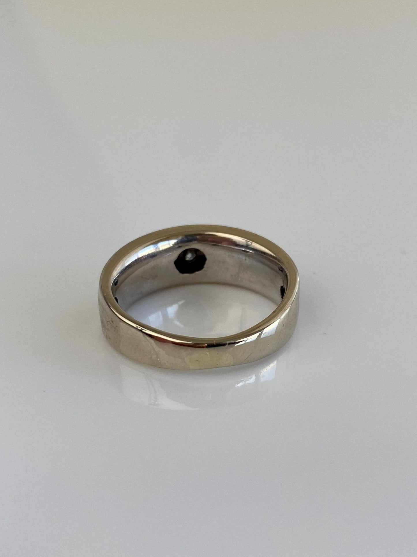 Vintage 14k White Gold Diamond Ring Band - Size 6.25