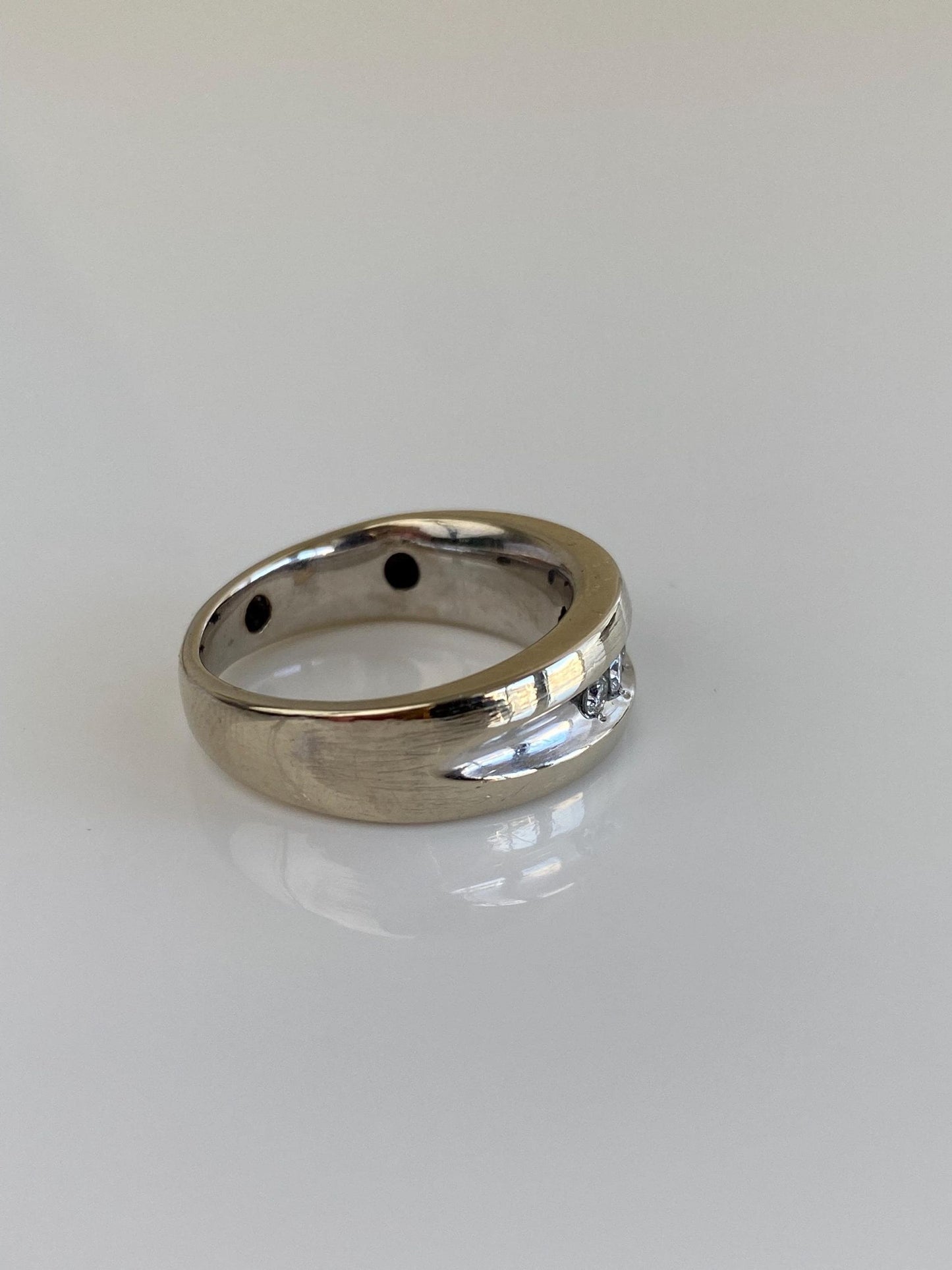 Vintage 14k White Gold Diamond Ring Band - Size 6.25