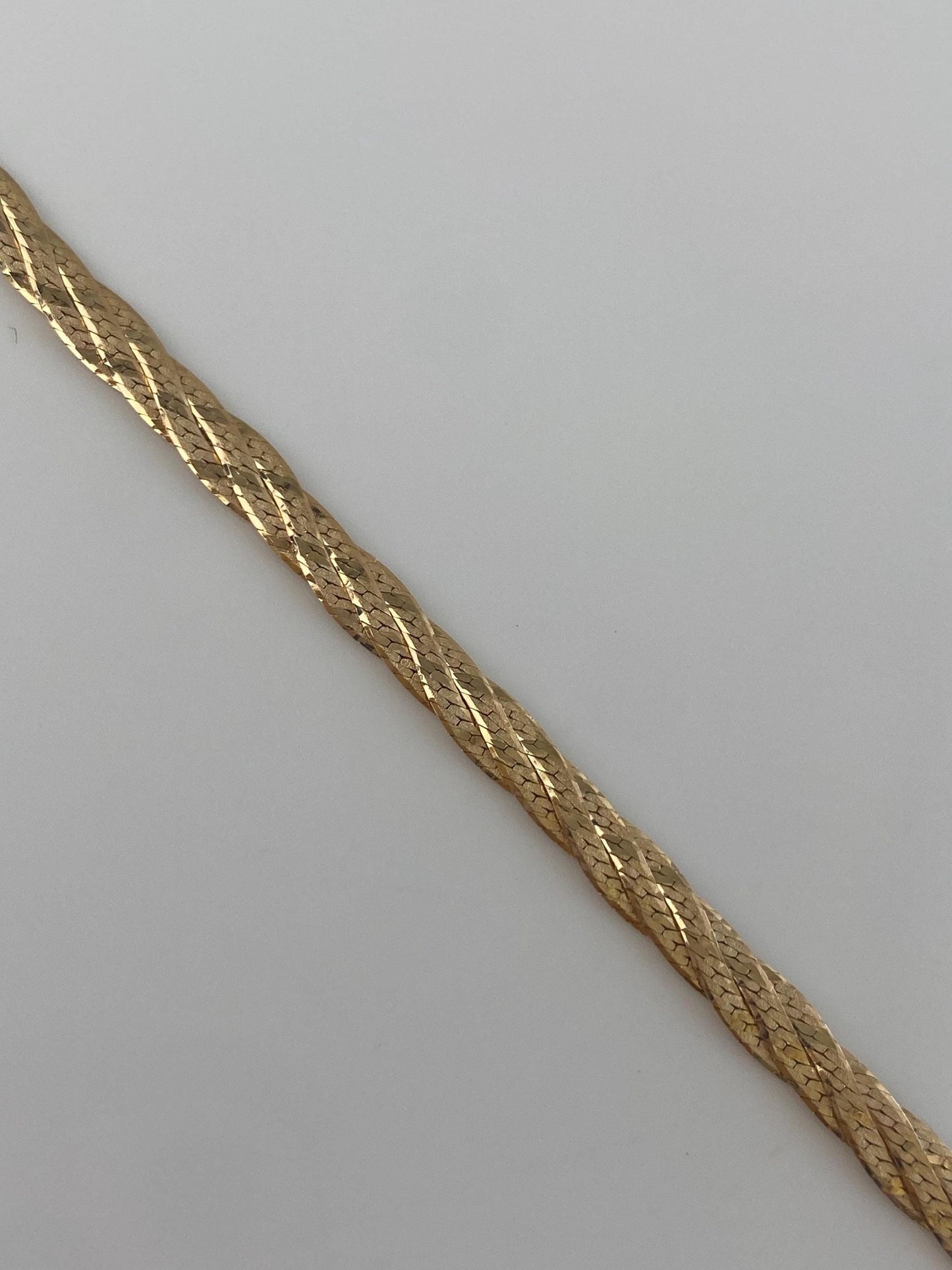 Vintage Solid 14k Yellow Gold Braided Herringbone Chain Bracelet - 7 inches