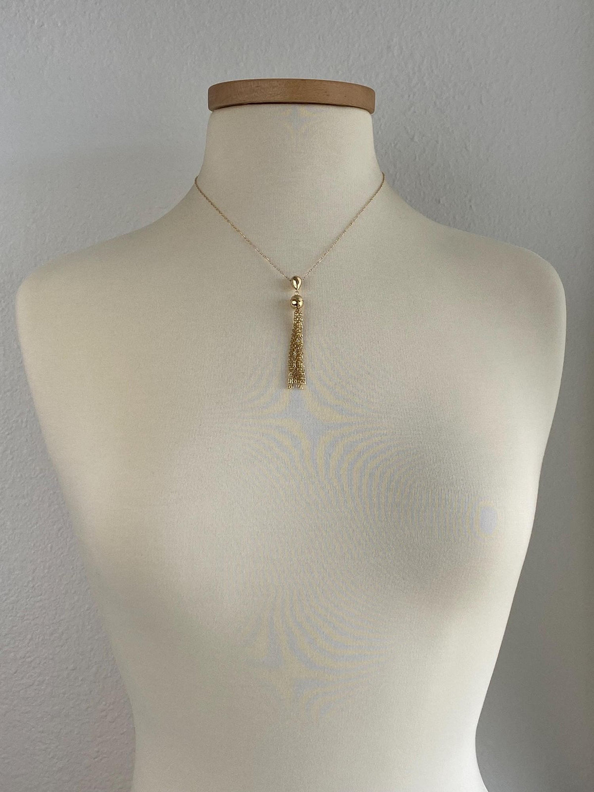 Vintage Solid 14k Yellow Gold Balls Cable Chain Fringe Necklace - 18 inches