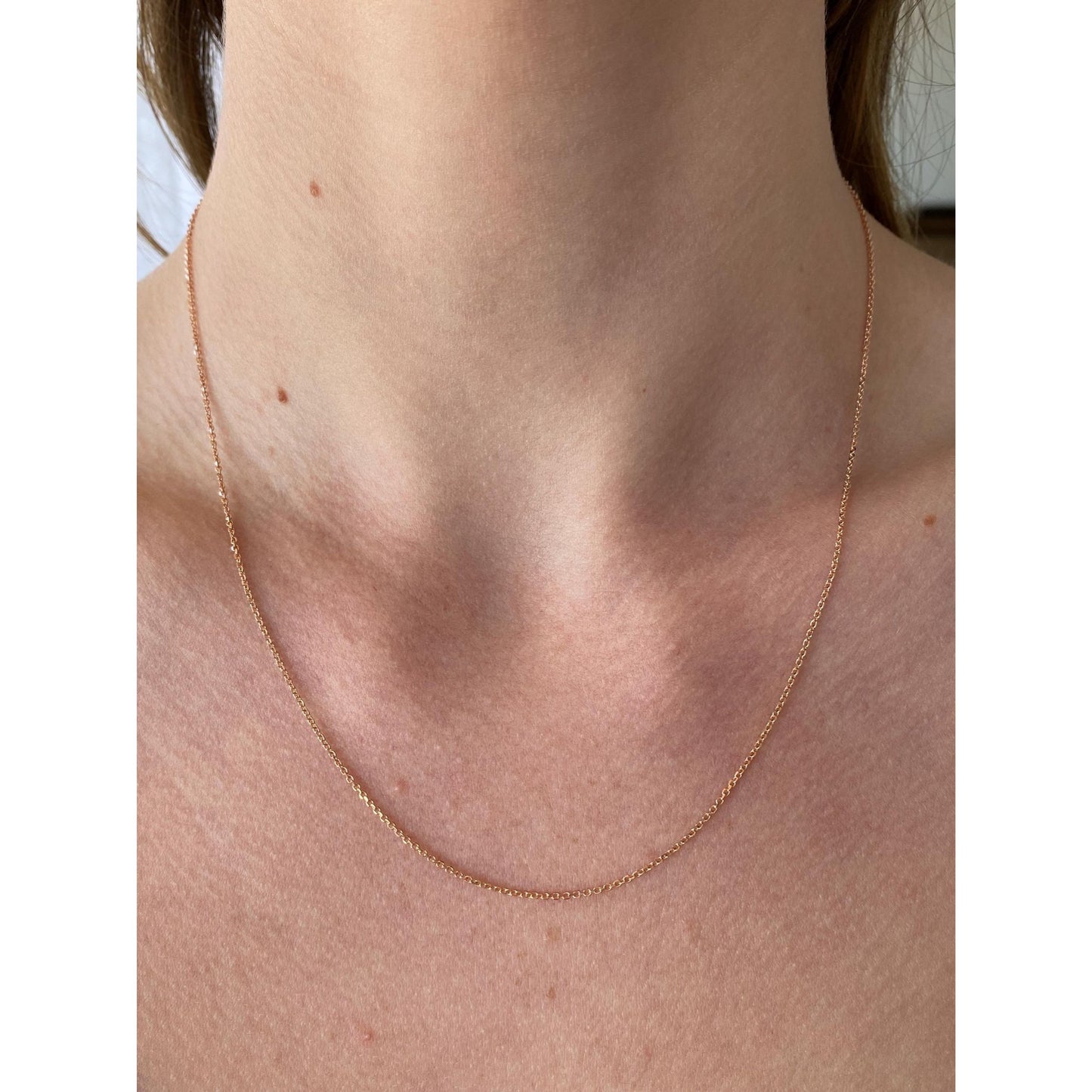 Vintage Solid 14k Rose Gold Cable Link Chain Necklace - 18 inches