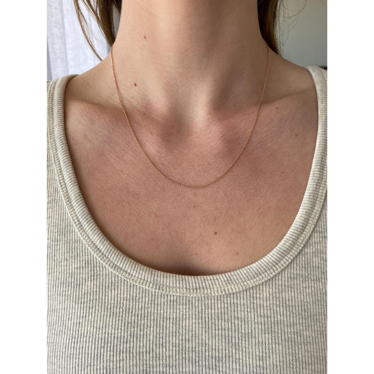 Vintage Solid 14k Rose Gold Cable Link Chain Necklace - 18 inches