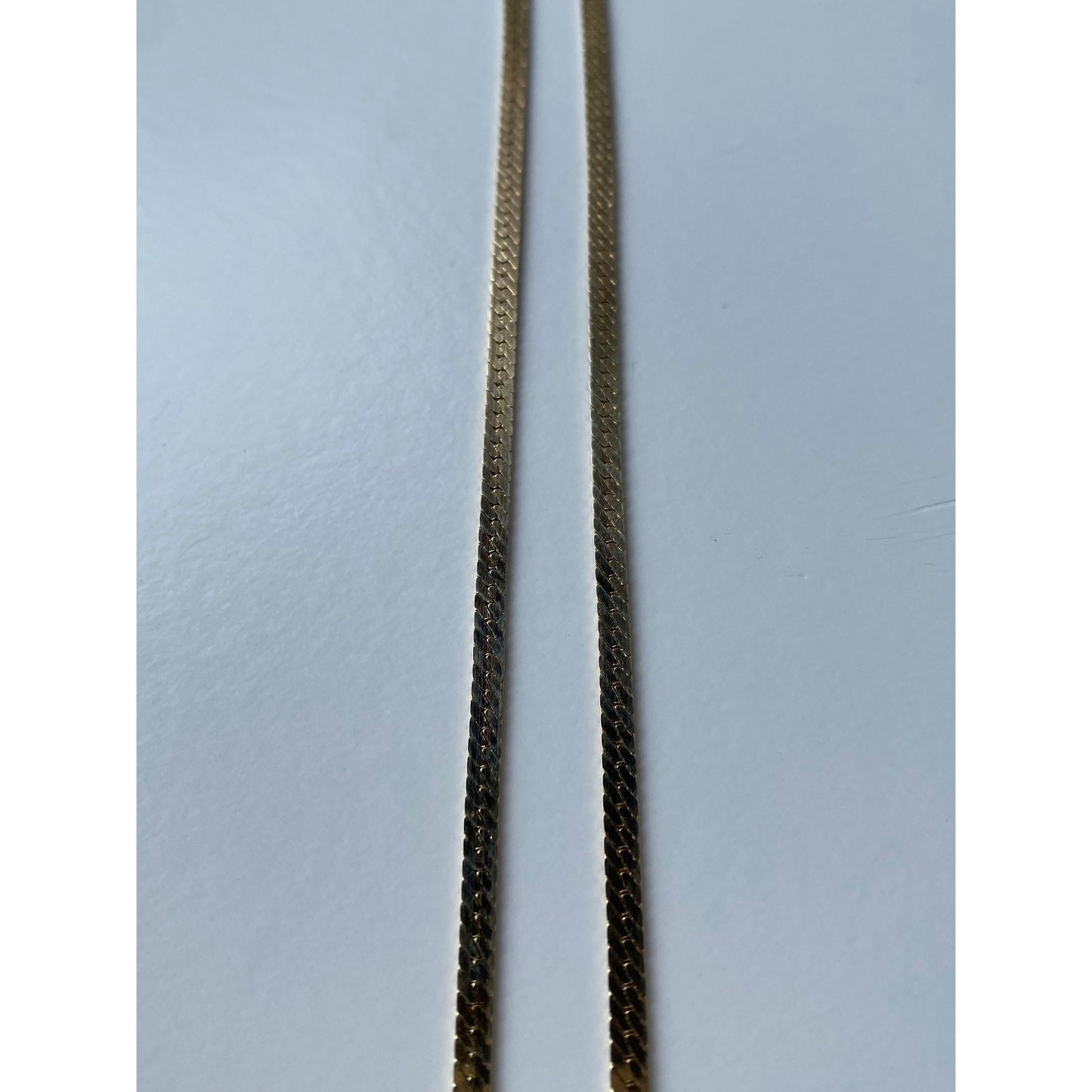 Vintage Solid 14k Yellow Gold Long Herringbone Chain Necklace - 28.5 inches