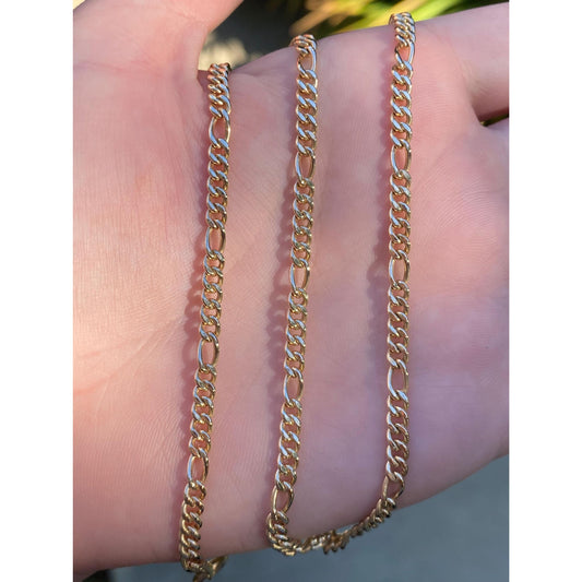 Vintage Solid 14k Yellow Gold Chunky Figaro Chain Necklace - 25.5 inches