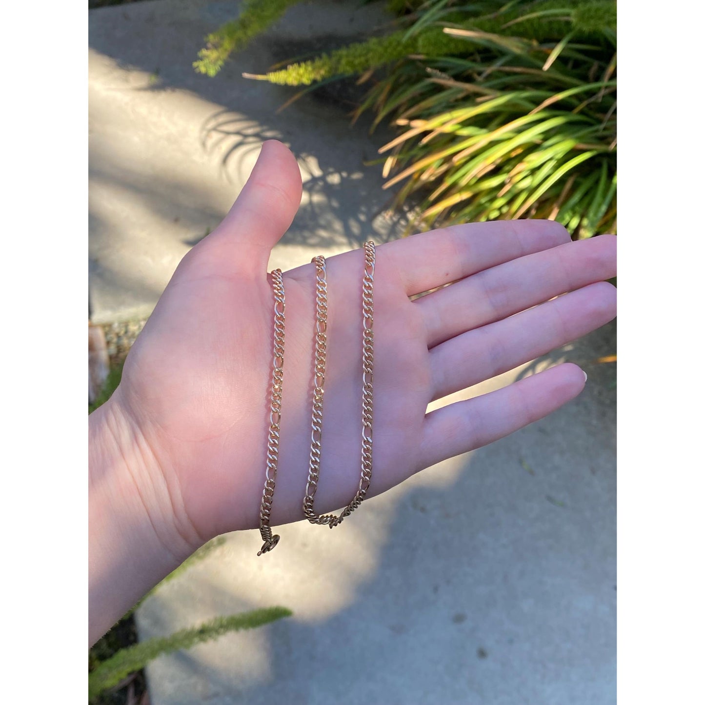 Vintage Solid 14k Yellow Gold Chunky Figaro Chain Necklace - 25.5 inches