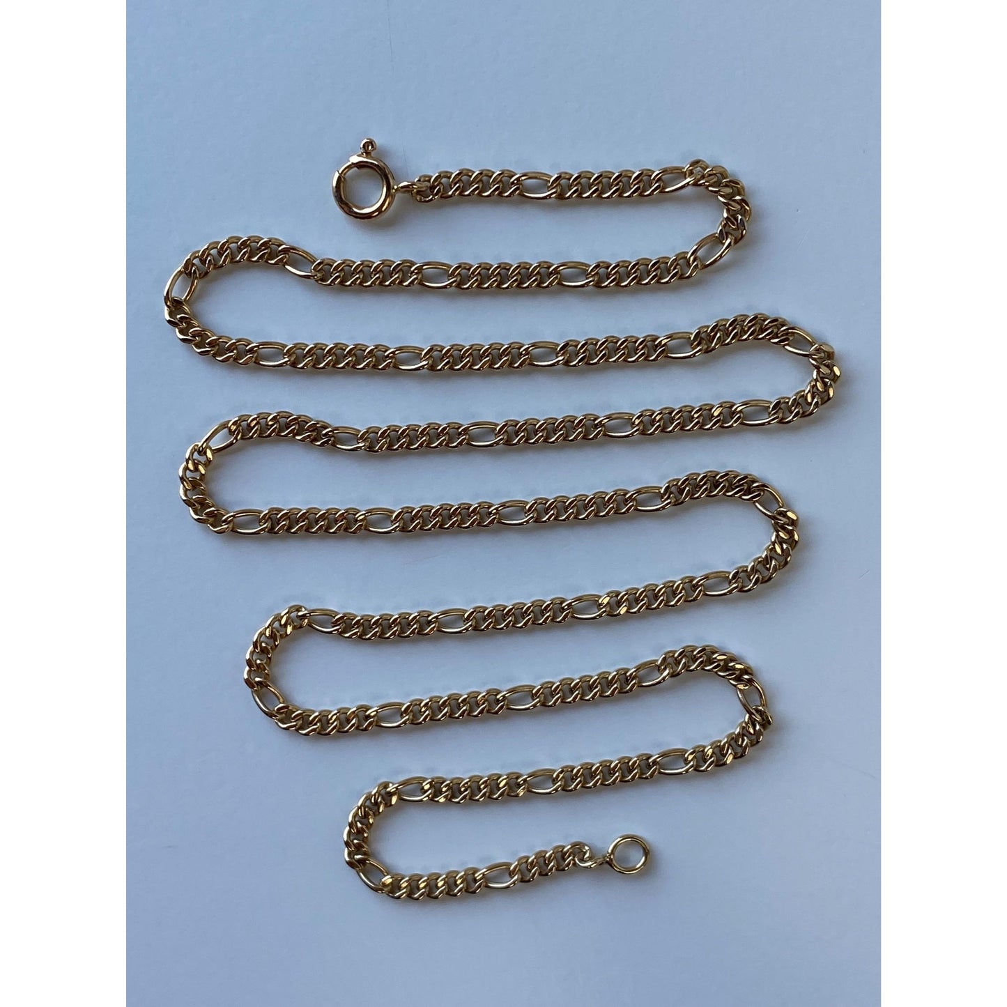 Vintage Solid 14k Yellow Gold Chunky Figaro Chain Necklace - 25.5 inches