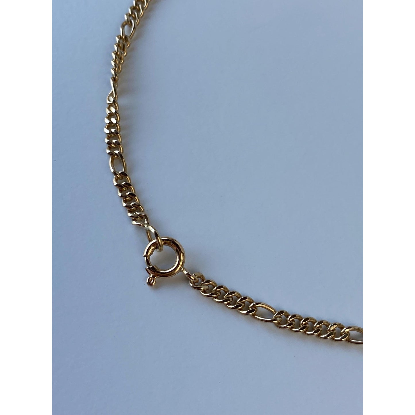Vintage Solid 14k Yellow Gold Chunky Figaro Chain Necklace - 25.5 inches