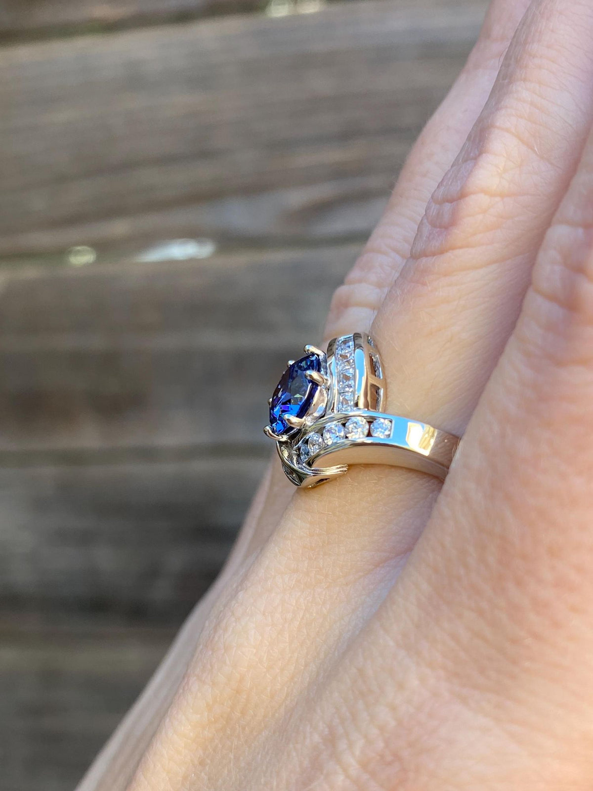 Solid 14k White Gold Cubic Zirconia Ring - Size 7
