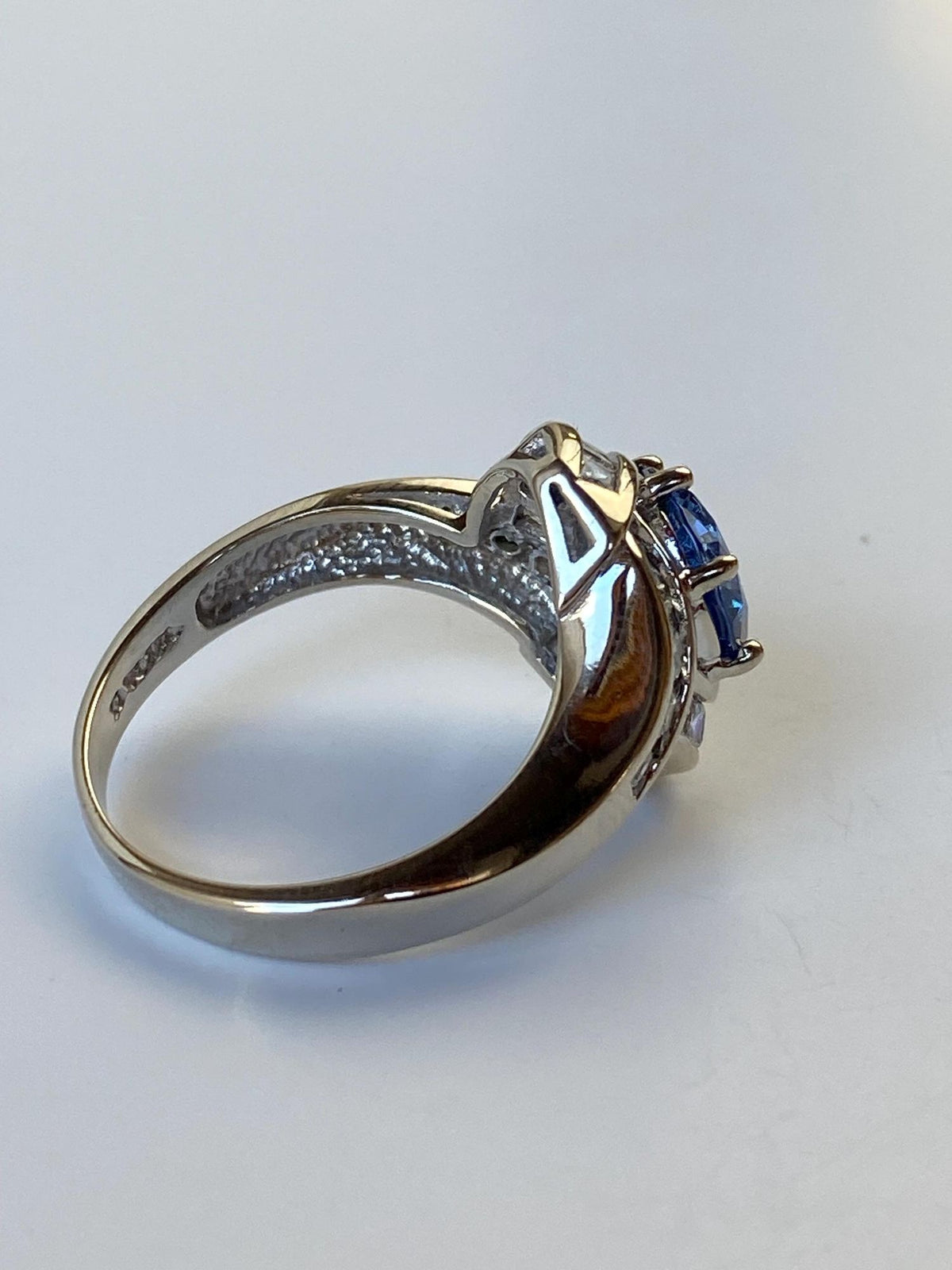 Solid 14k White Gold Cubic Zirconia Ring - Size 7