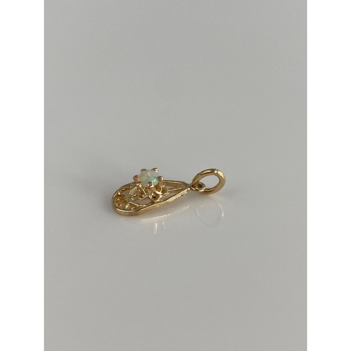 Solid 14k Yellow Gold Opal Charm