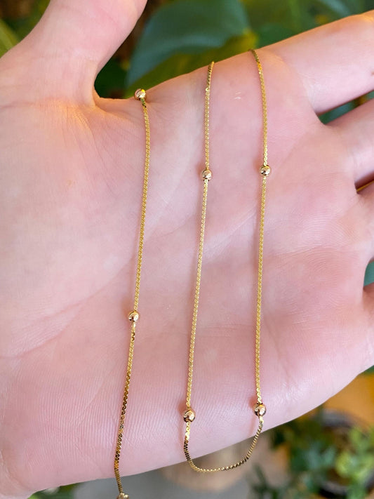Vintage Solid 14k Yellow Gold Ball Serpentine Chain Necklace - 16 inches