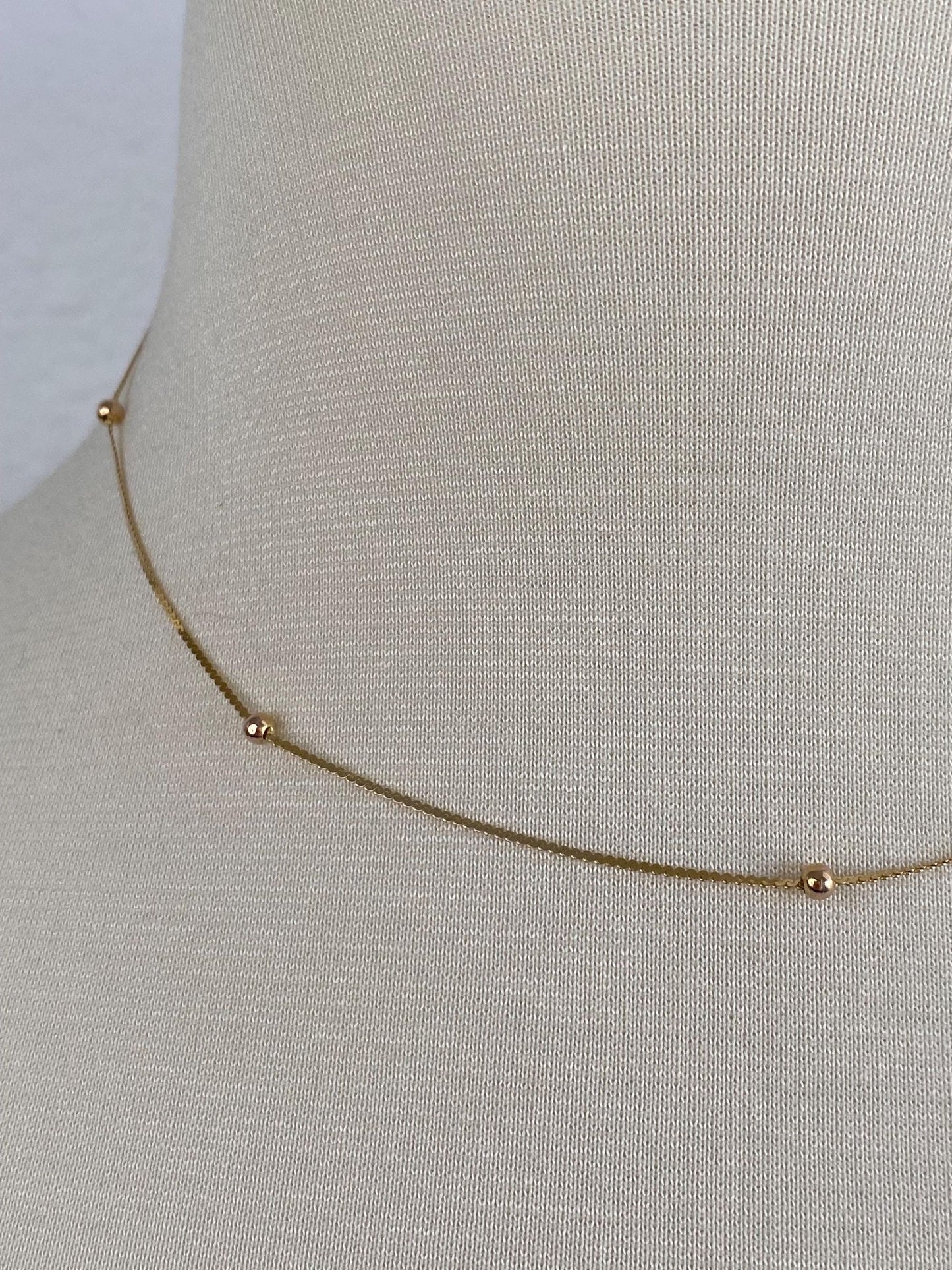 Vintage Solid 14k Yellow Gold Ball Serpentine Chain Necklace - 16 inches