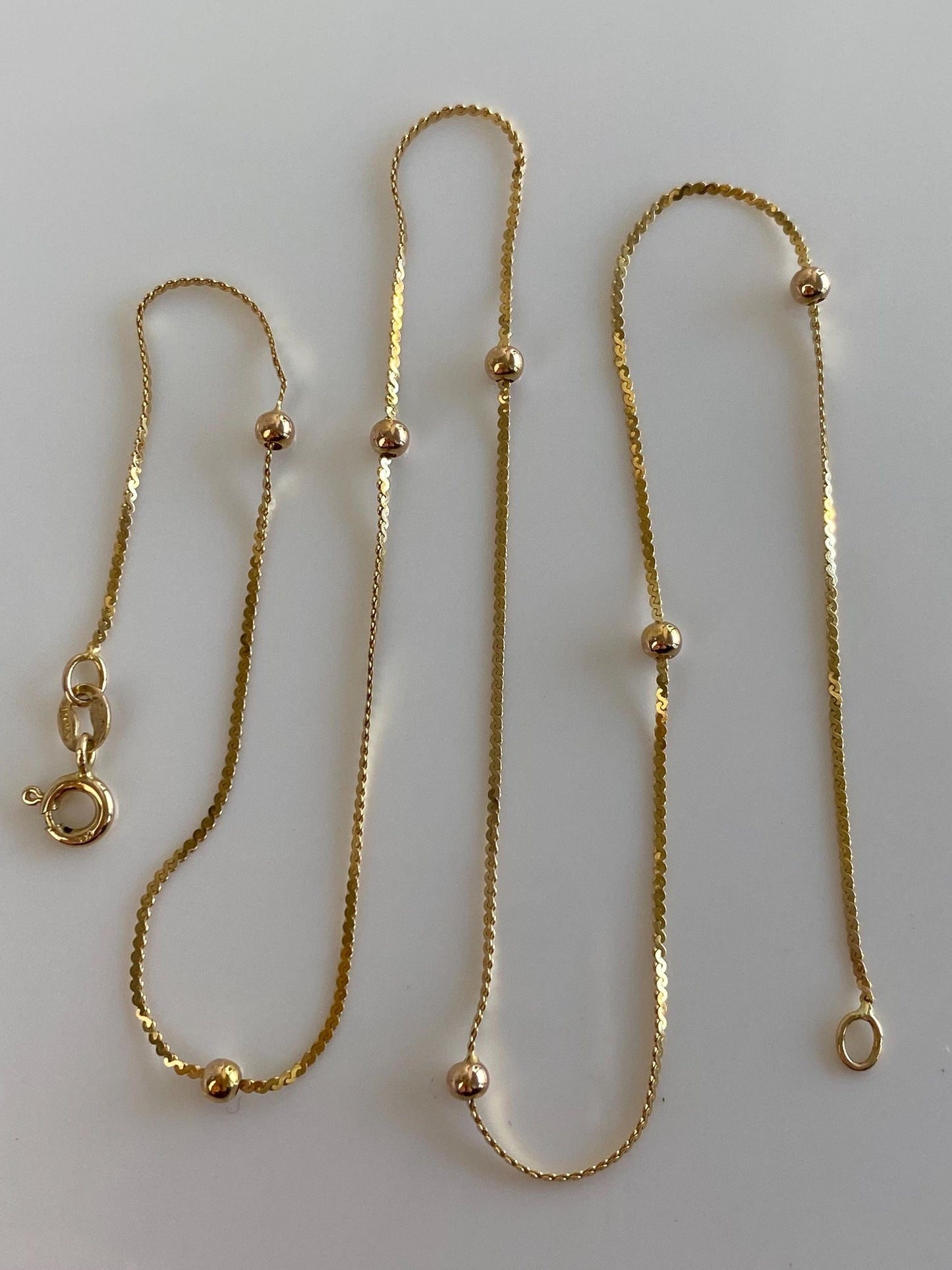 Vintage Solid 14k Yellow Gold Ball Serpentine Chain Necklace - 16 inches