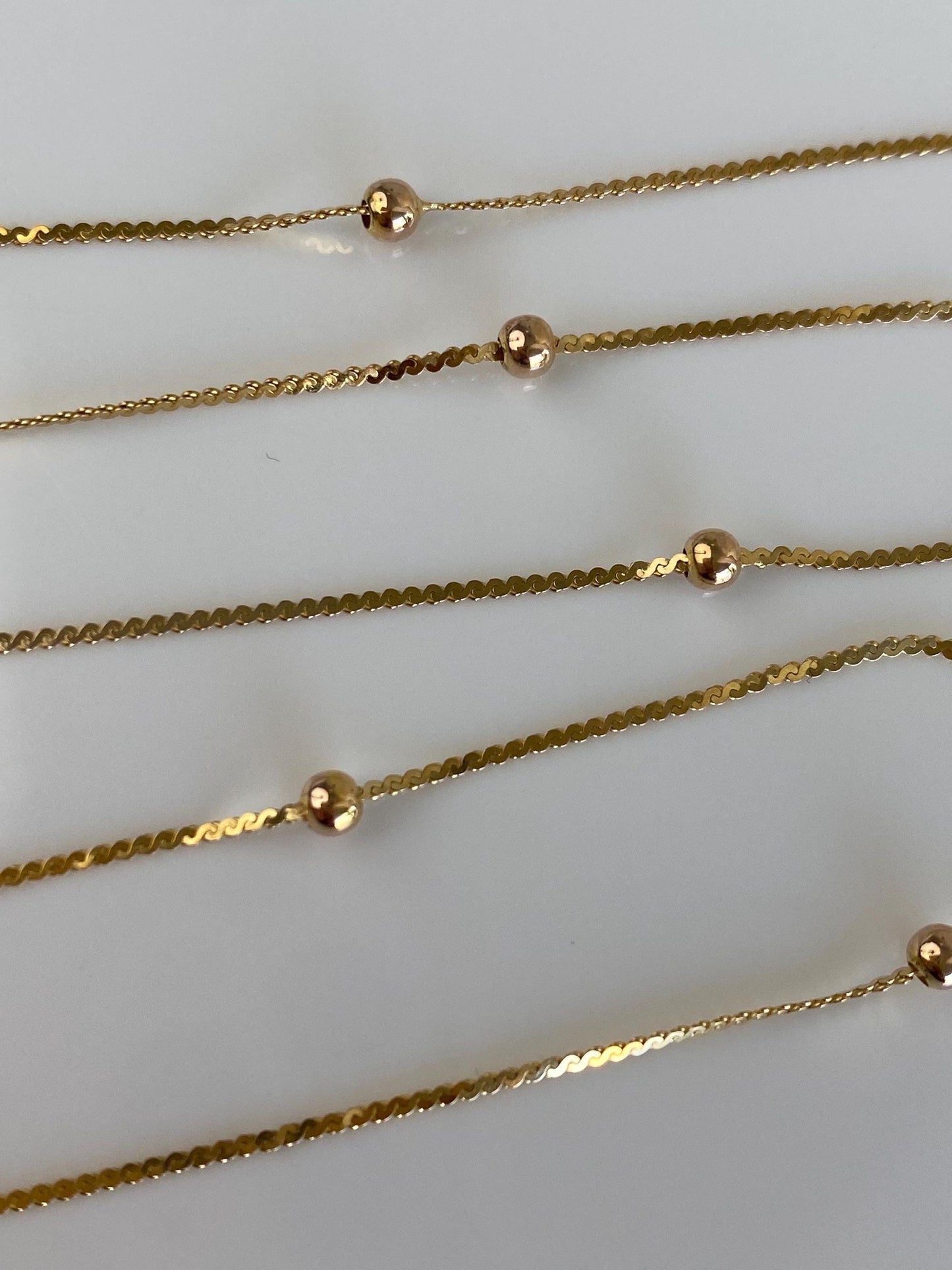 Vintage Solid 14k Yellow Gold Ball Serpentine Chain Necklace - 16 inches