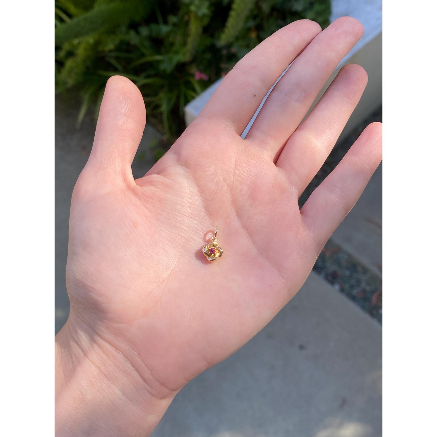 Vintage Solid 14k Yellow Gold Pink Cubic Zirconia Knot Stick Pin Conversion Charm