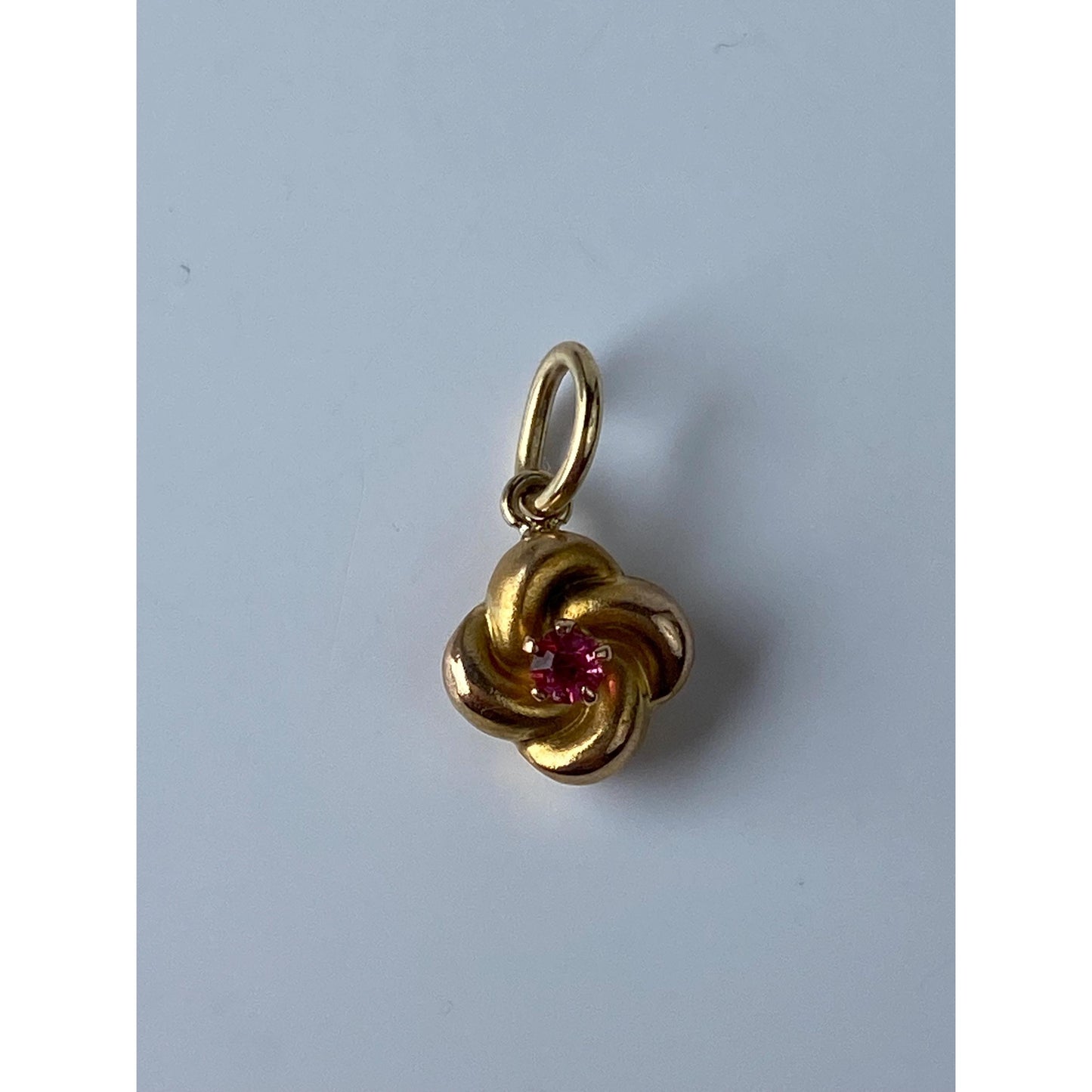 Vintage Solid 14k Yellow Gold Pink Cubic Zirconia Knot Stick Pin Conversion Charm