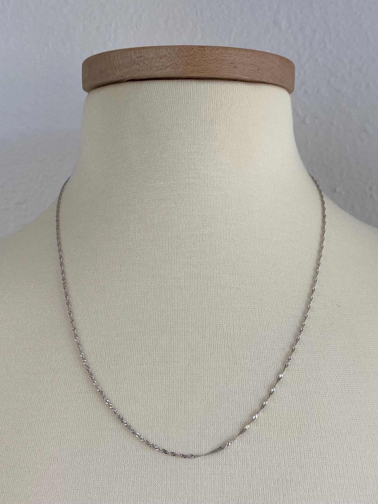 Vintage Solid 14k White Gold Twist Chain Necklace - 22 inches
