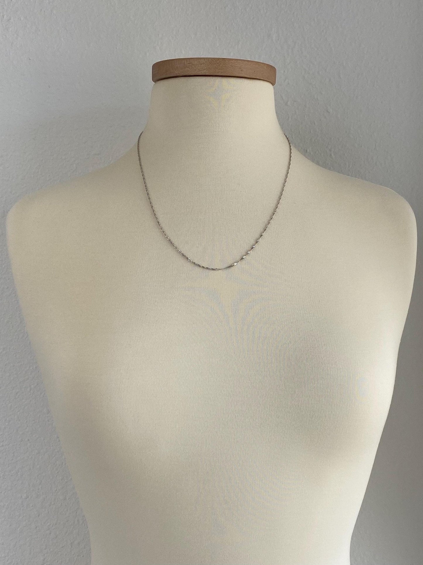 Vintage Solid 14k White Gold Twist Chain Necklace - 22 inches