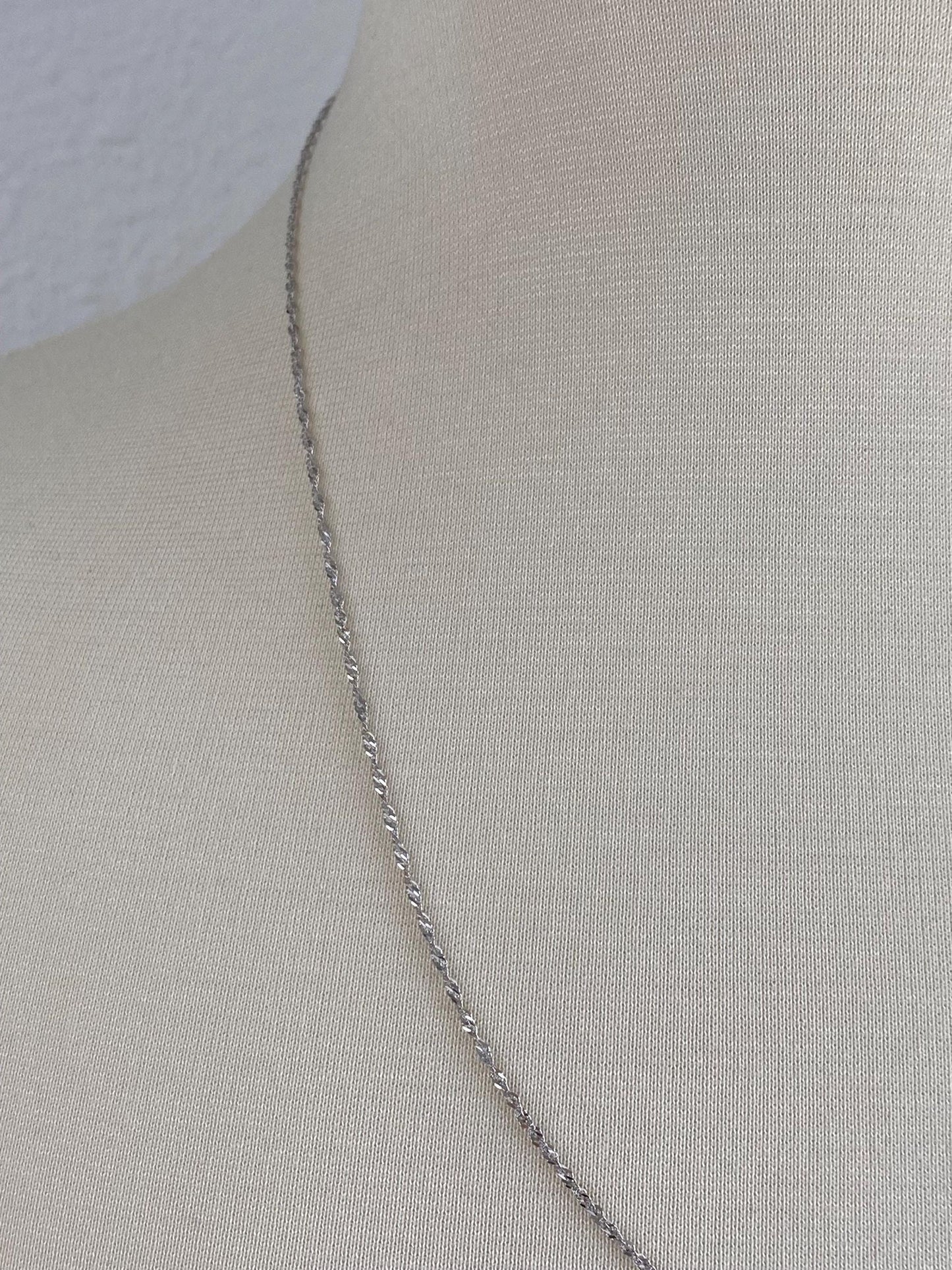 Vintage Solid 14k White Gold Twist Chain Necklace - 22 inches