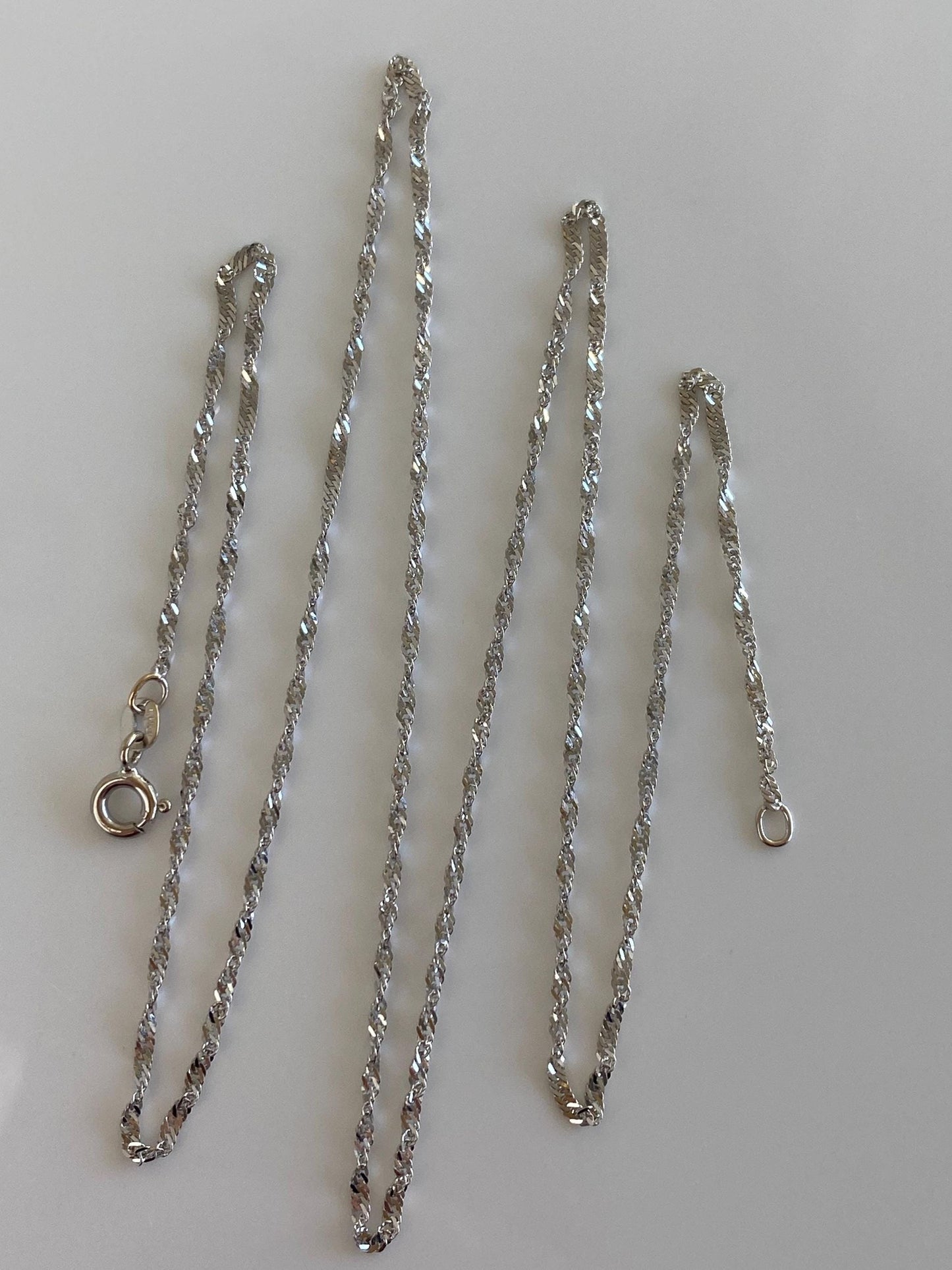 Vintage Solid 14k White Gold Twist Chain Necklace - 22 inches