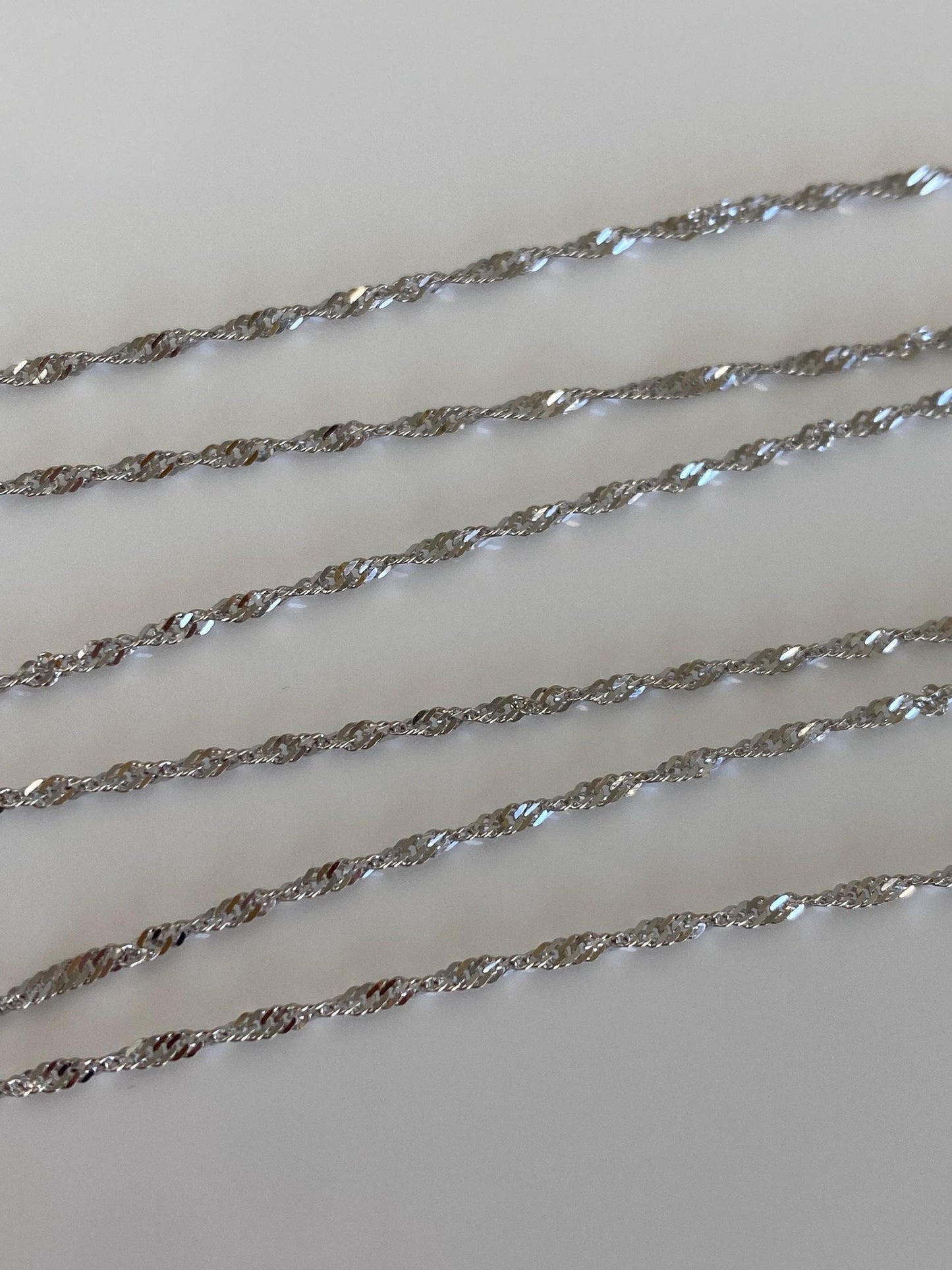 Vintage Solid 14k White Gold Twist Chain Necklace - 22 inches