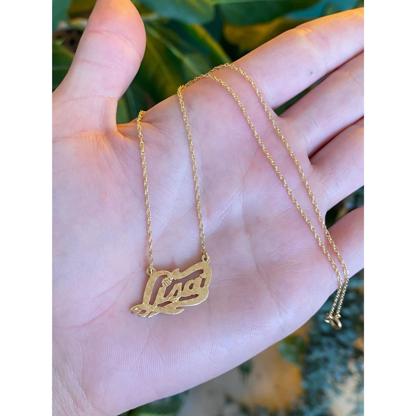 Solid 14k Yellow Gold 'Lisa' Nameplate Chain Necklace - 15 inches
