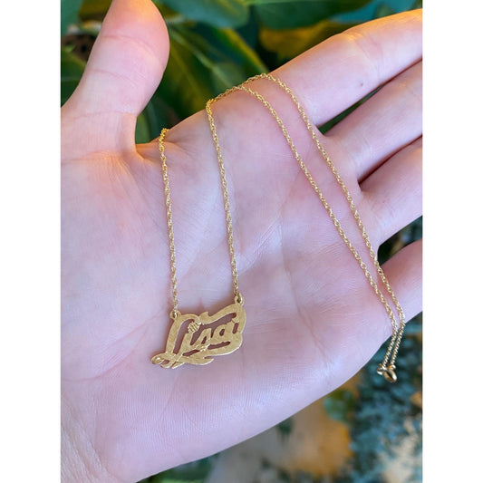Solid 14k Yellow Gold 'Lisa' Nameplate Chain Necklace - 15 inches