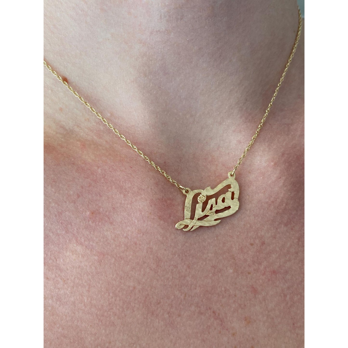 Solid 14k Yellow Gold 'Lisa' Nameplate Chain Necklace - 15 inches