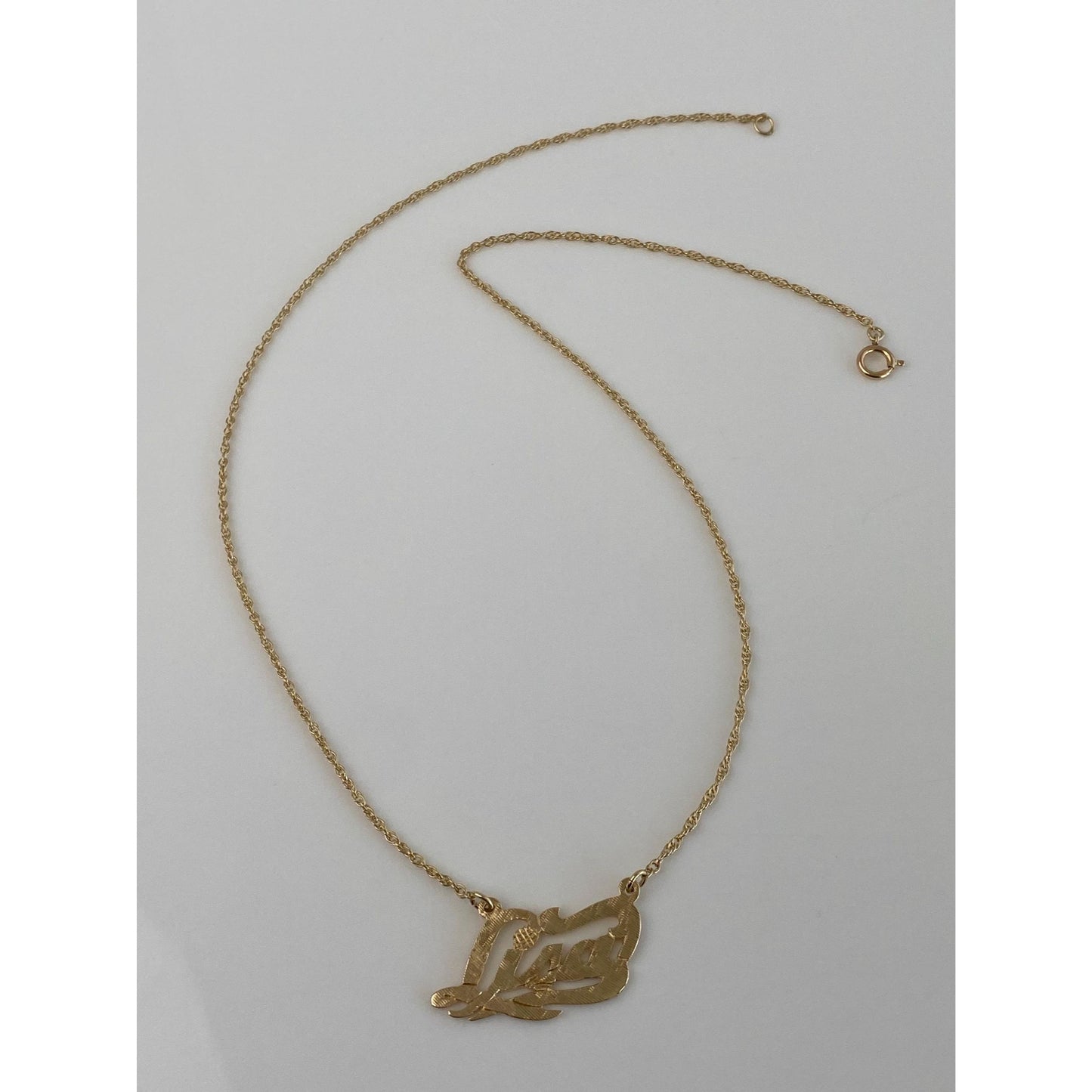 Solid 14k Yellow Gold 'Lisa' Nameplate Chain Necklace - 15 inches