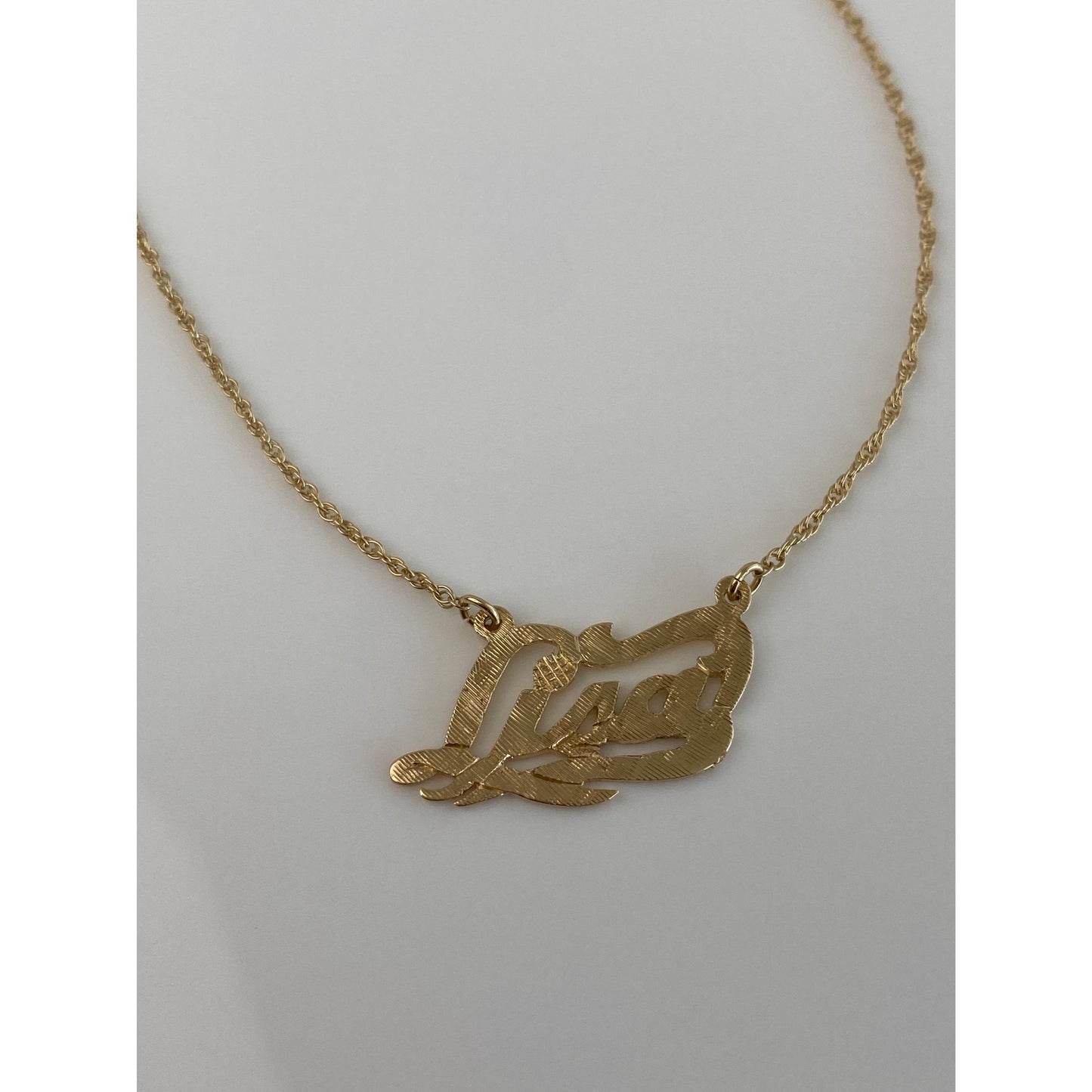Solid 14k Yellow Gold 'Lisa' Nameplate Chain Necklace - 15 inches