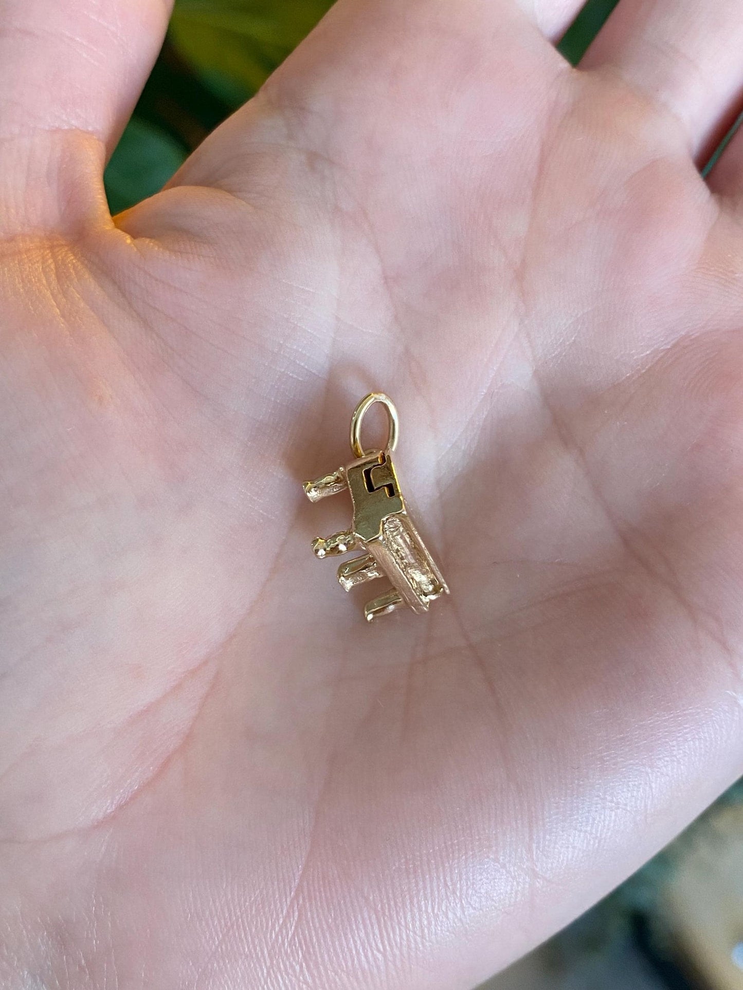 Vintage Solid 14k Yellow Gold Articulated Piano Charm
