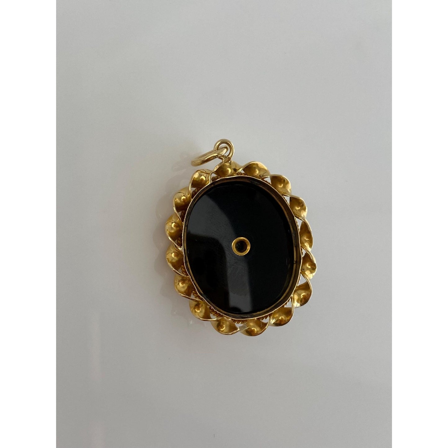 Vintage Solid 18k Yellow Gold Black Onyx Pearl Star Charm