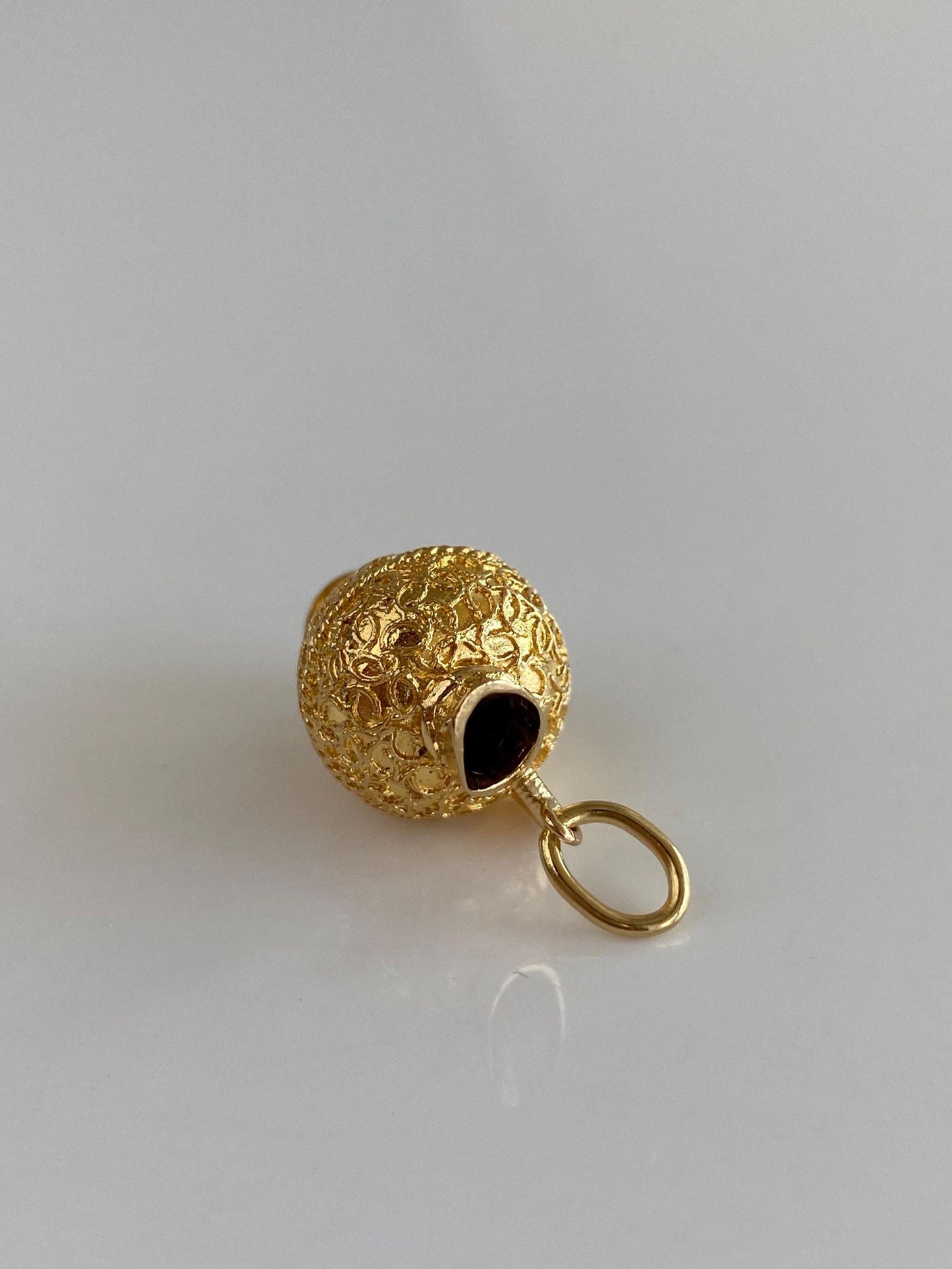 Vintage Solid 18k Yellow Gold Textured Vessel Pitcher Charm