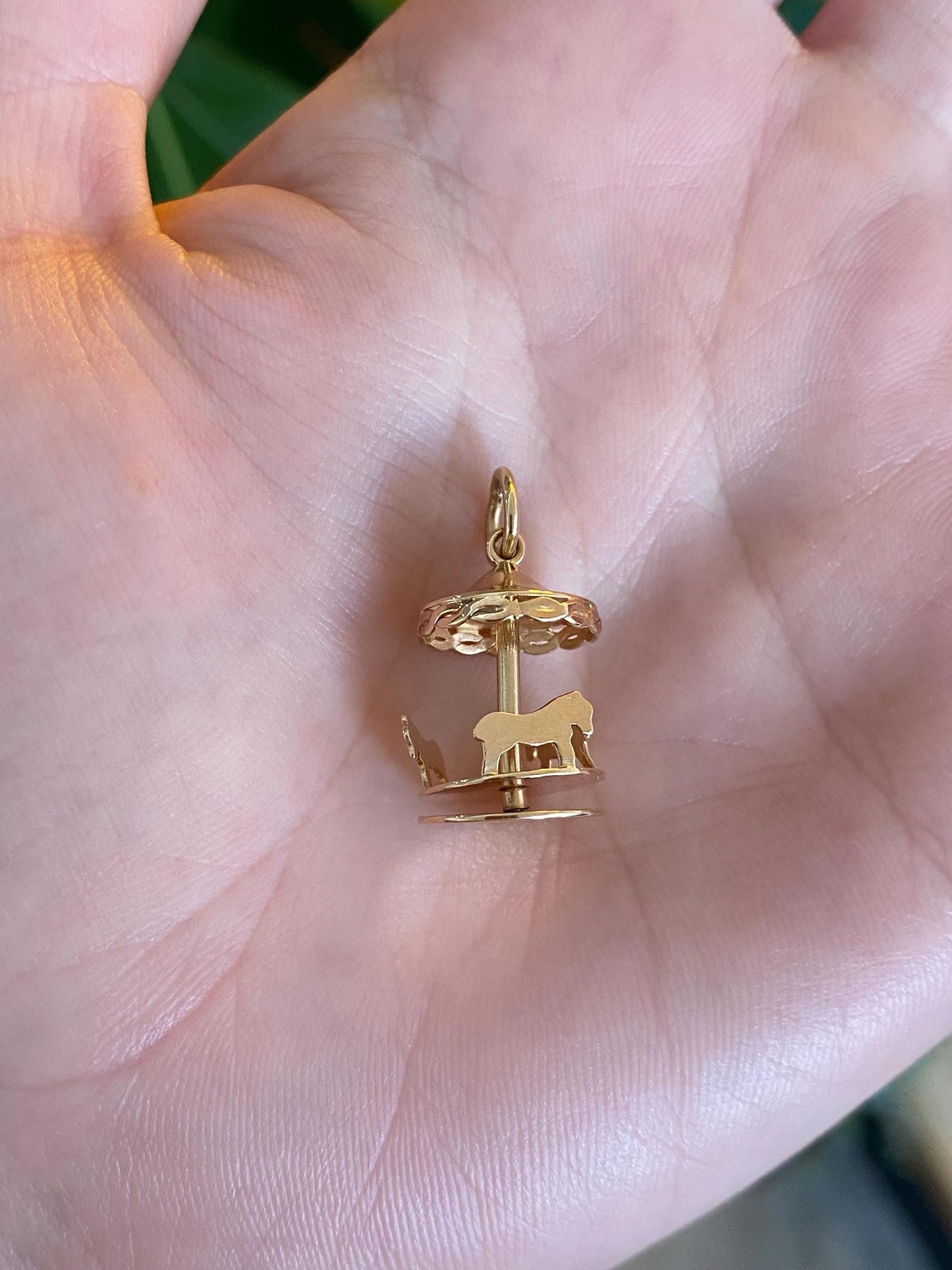 Vintage Solid 14k Yellow Gold Carousel Charm