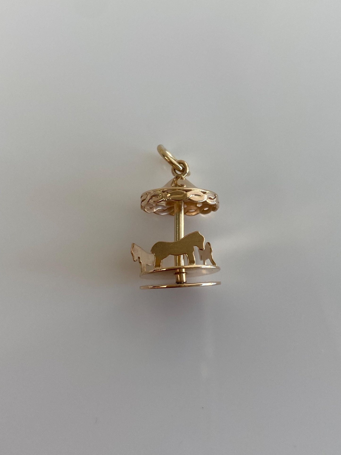 Vintage Solid 14k Yellow Gold Carousel Charm