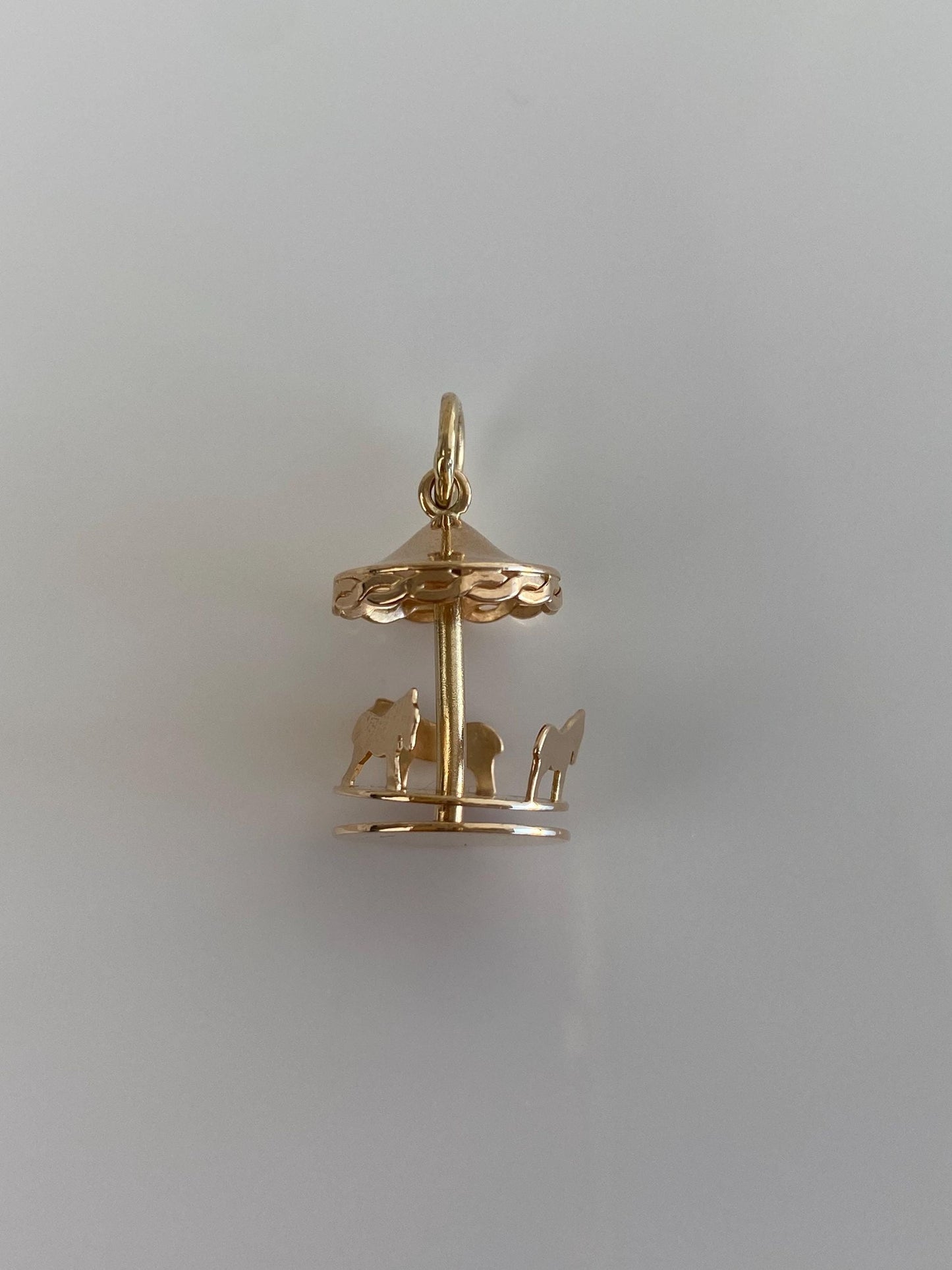 Vintage Solid 14k Yellow Gold Carousel Charm