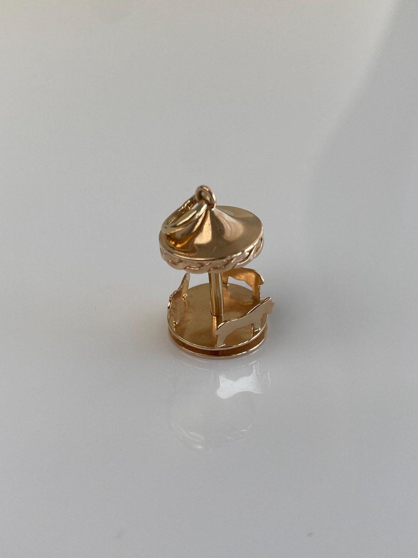 Vintage Solid 14k Yellow Gold Carousel Charm