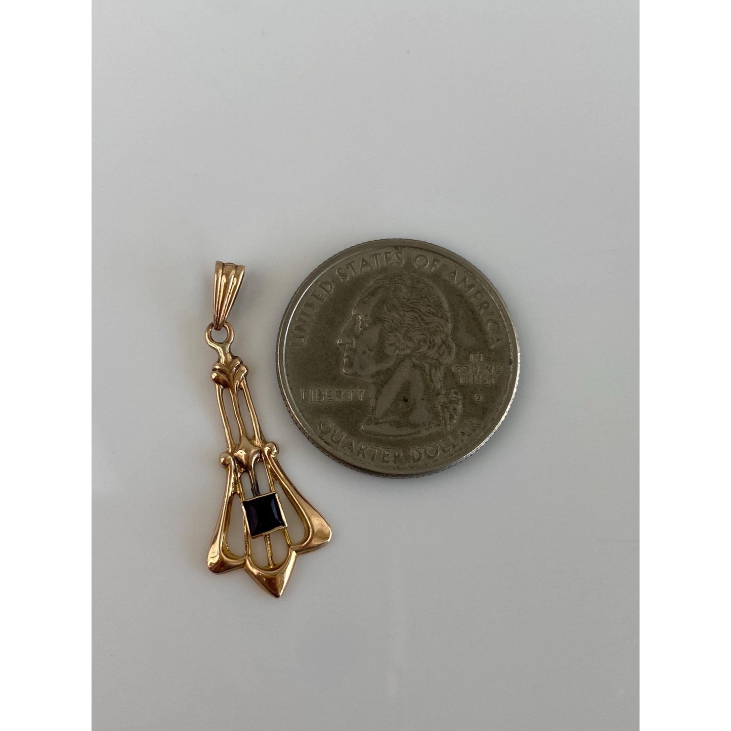 Vintage Solid 10k Yellow Gold Purple Cubic Zirconia Charm