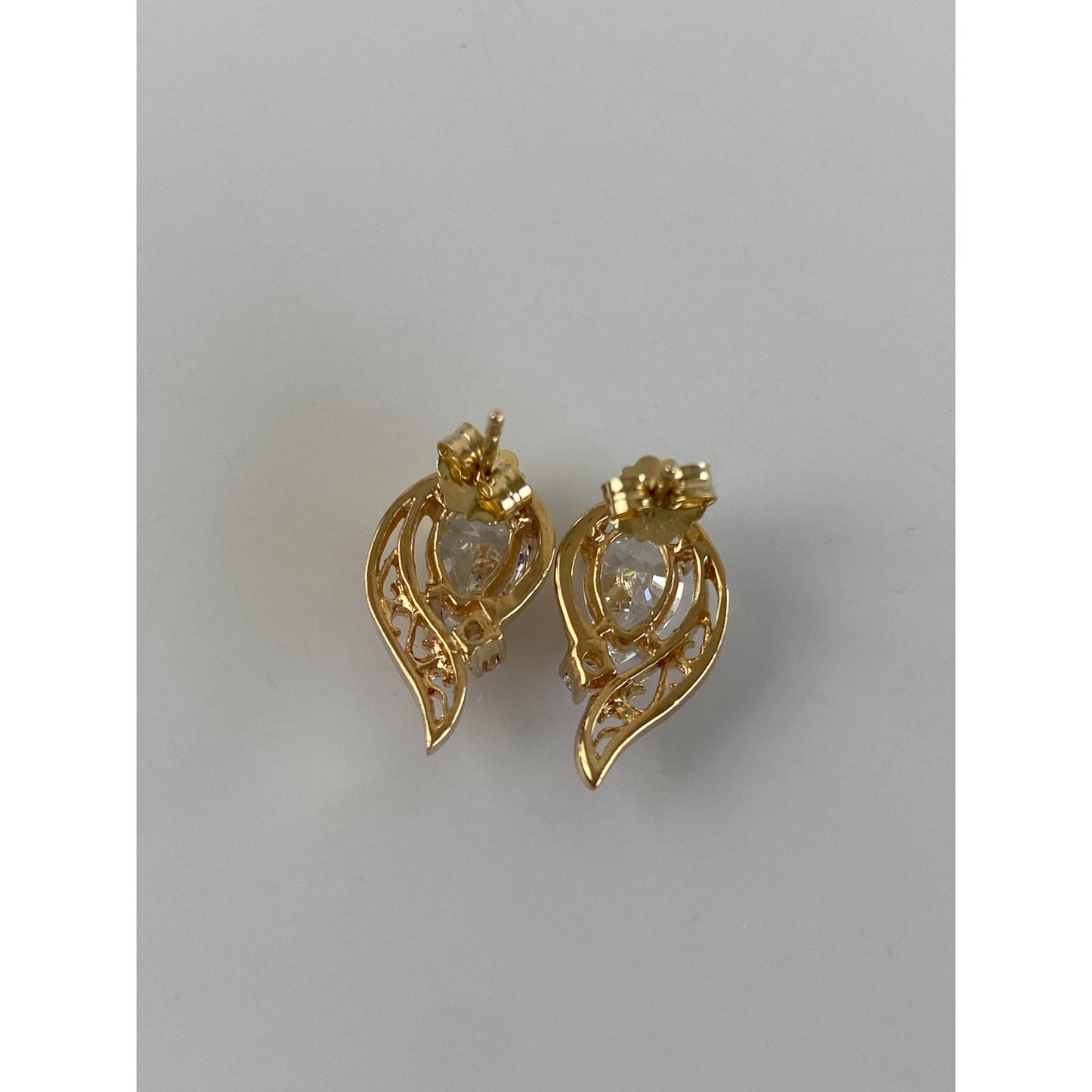 Solid 14k Yellow Gold Cubic Zirconia Stud Earrings