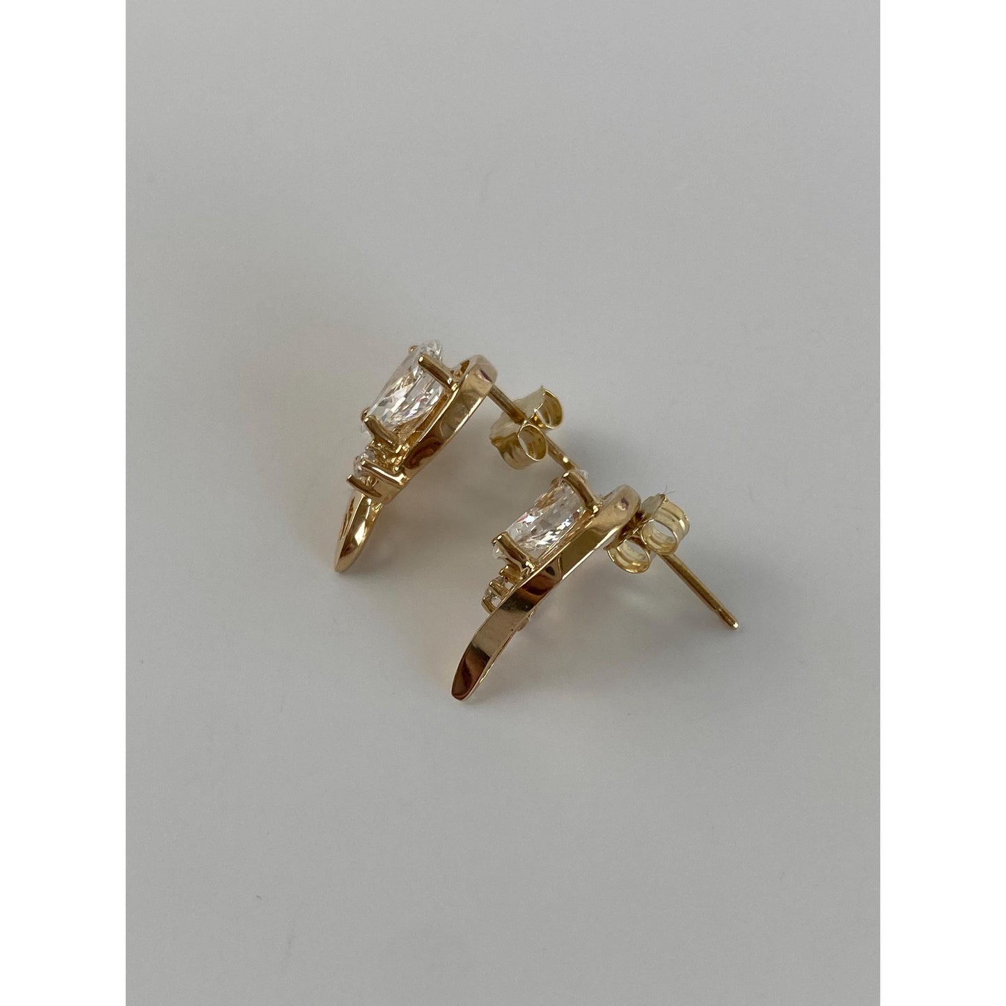 Solid 14k Yellow Gold Cubic Zirconia Stud Earrings