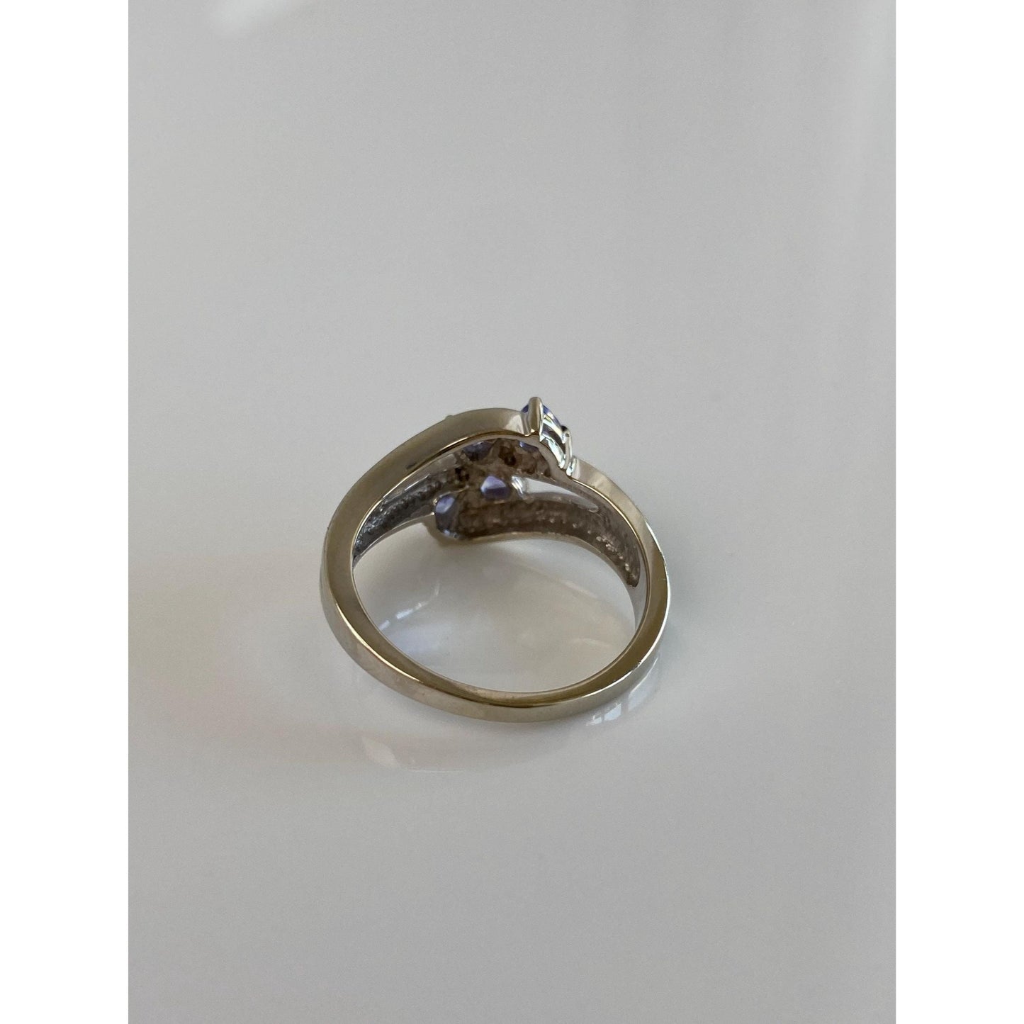 Solid 14k White Gold Diamond Tanzanite Ring - Size 7